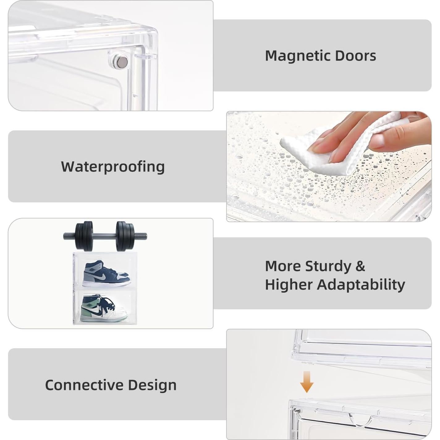 Cajas de Zapatos Apilables Beehomay Transparentes 10 Paquetes