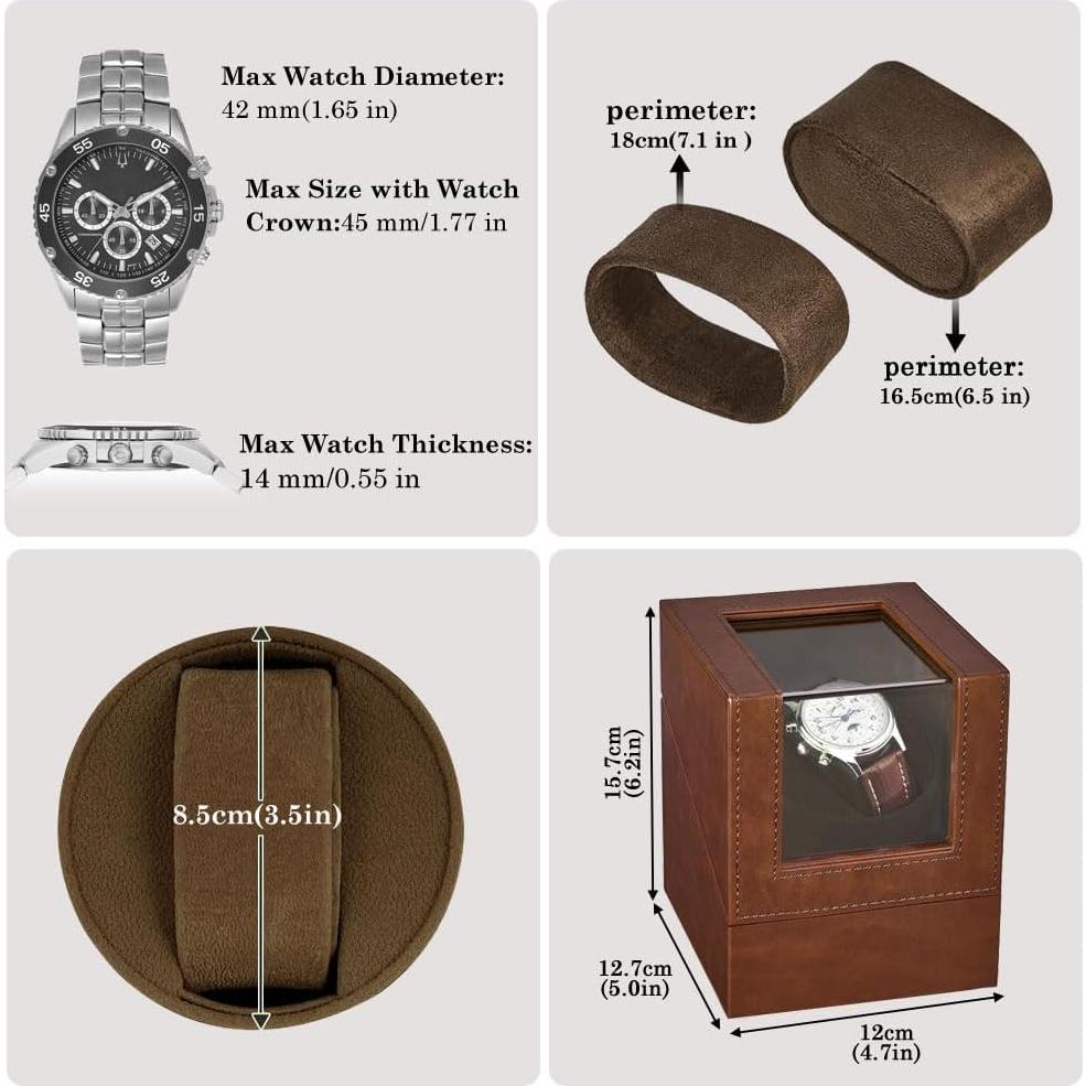 Enrollador de Reloj Automático Anyasun Individual Marrón