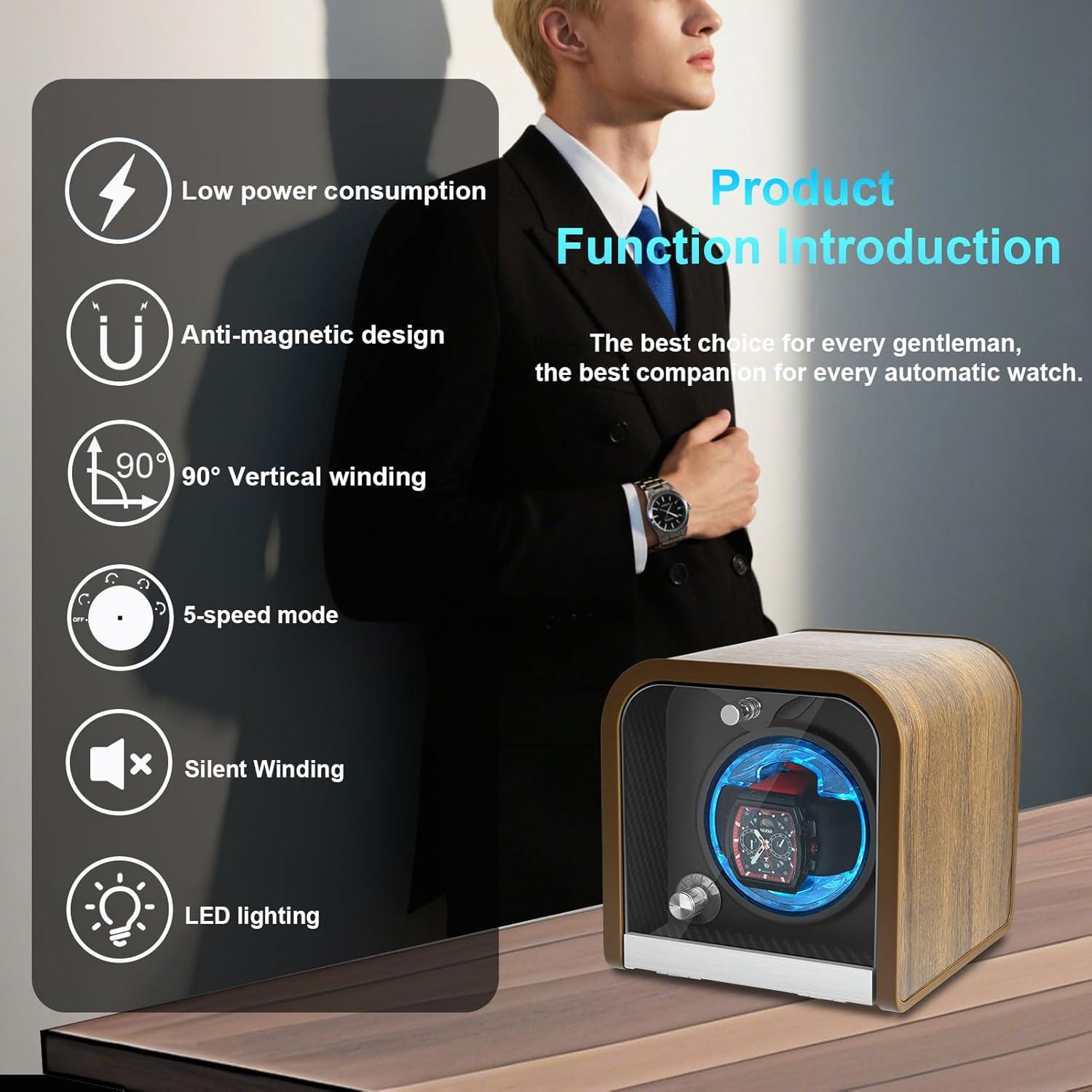 Enrollador de Relojes Automáticos PUEKDOIR 1 Ranura Marrón