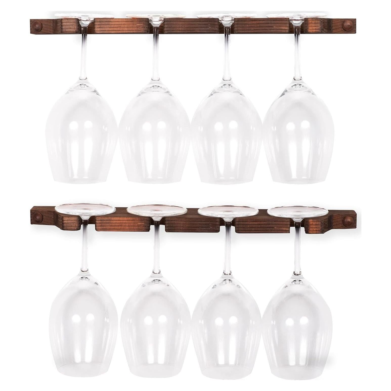 Estante Colgante de Madera Rustic State para 8 Copas de Vino 43 cm