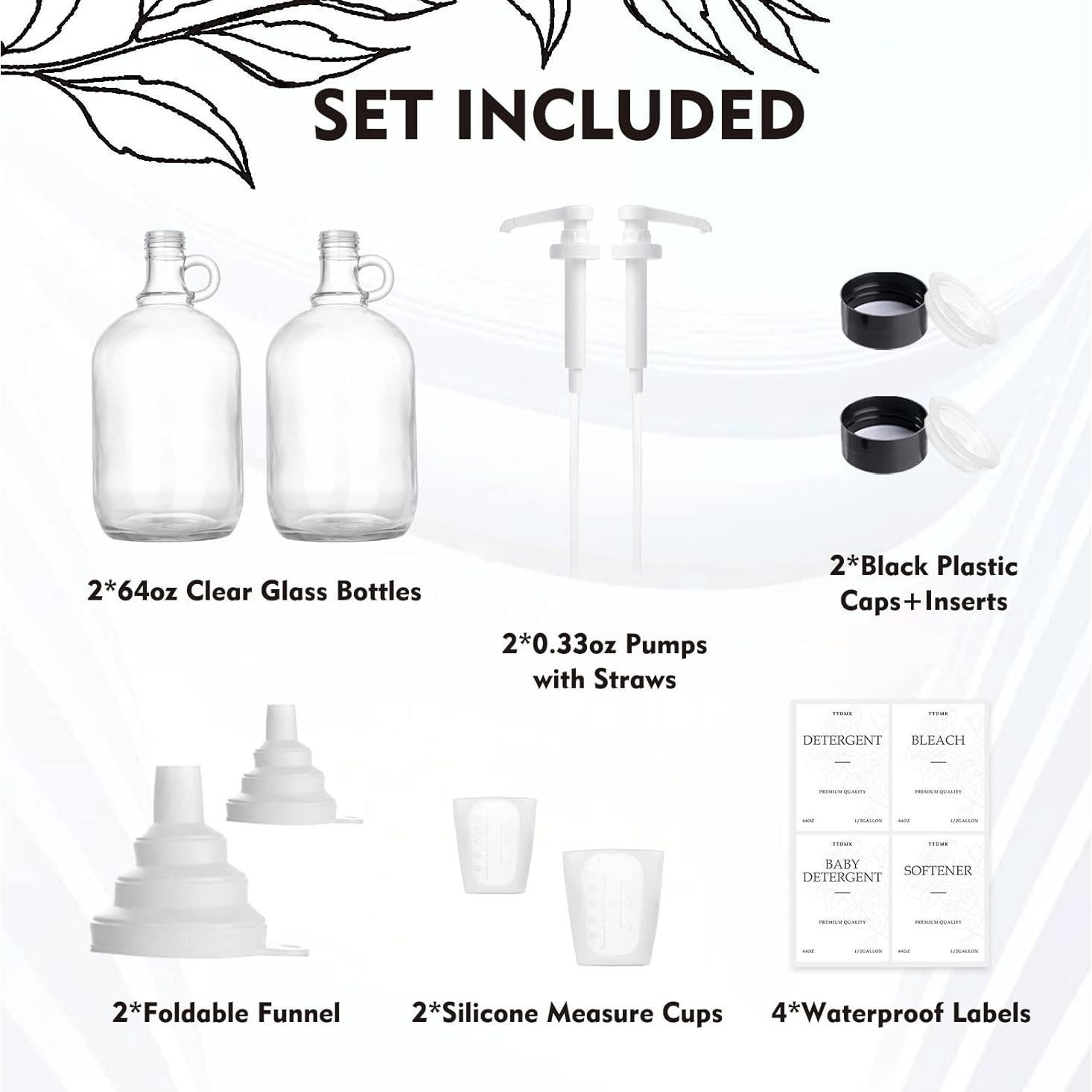 Dispensador de Detergente de Vidrio TTDMK 1.89L 2 Pcs