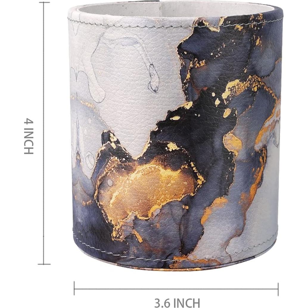 Soporte de Lápiz WAVEYU de Mármol Dorado para Escritorio