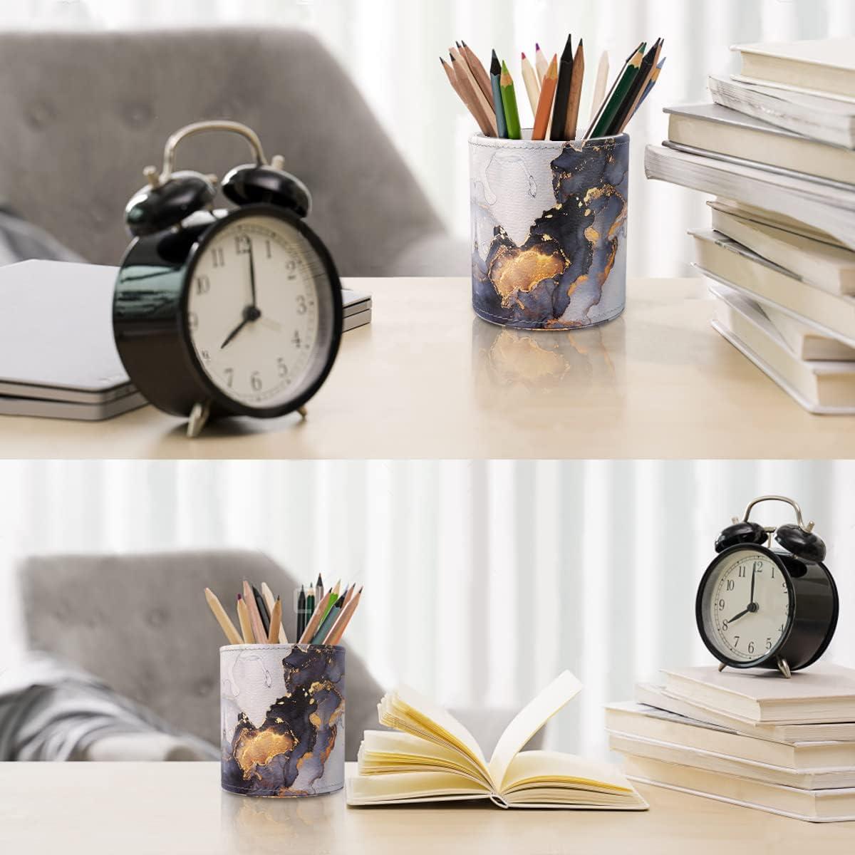 Soporte de Lápiz WAVEYU de Mármol Dorado para Escritorio