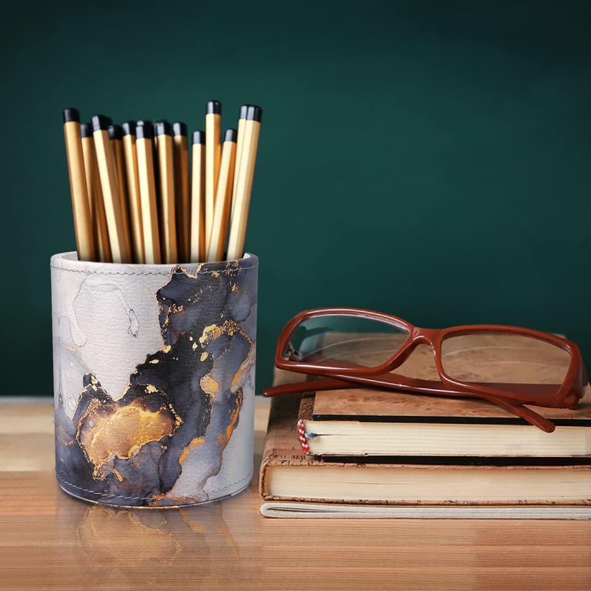 Soporte de Lápiz WAVEYU de Mármol Dorado para Escritorio