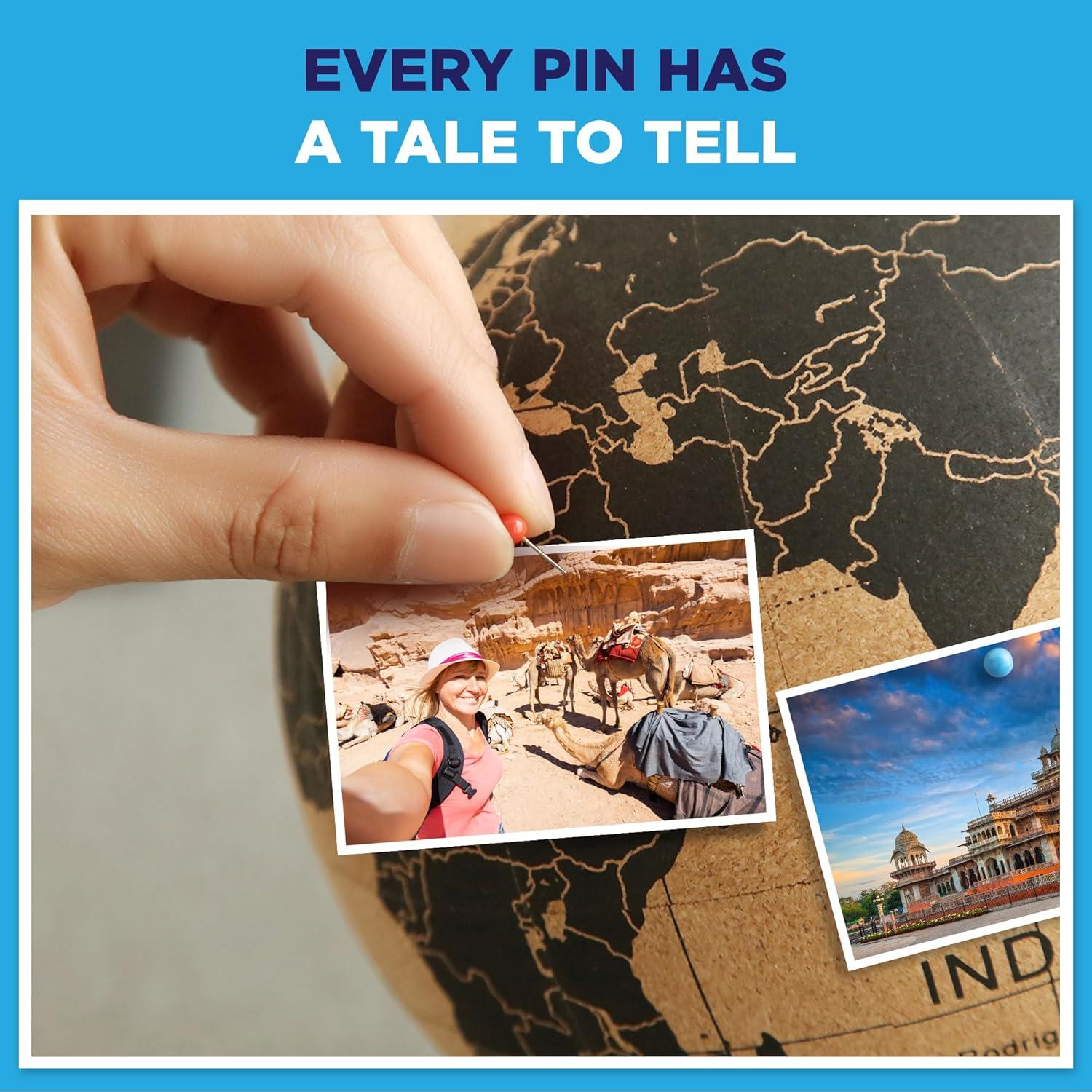 Globo de corcho 23.9 cm con chinchetas Globe Trekkers