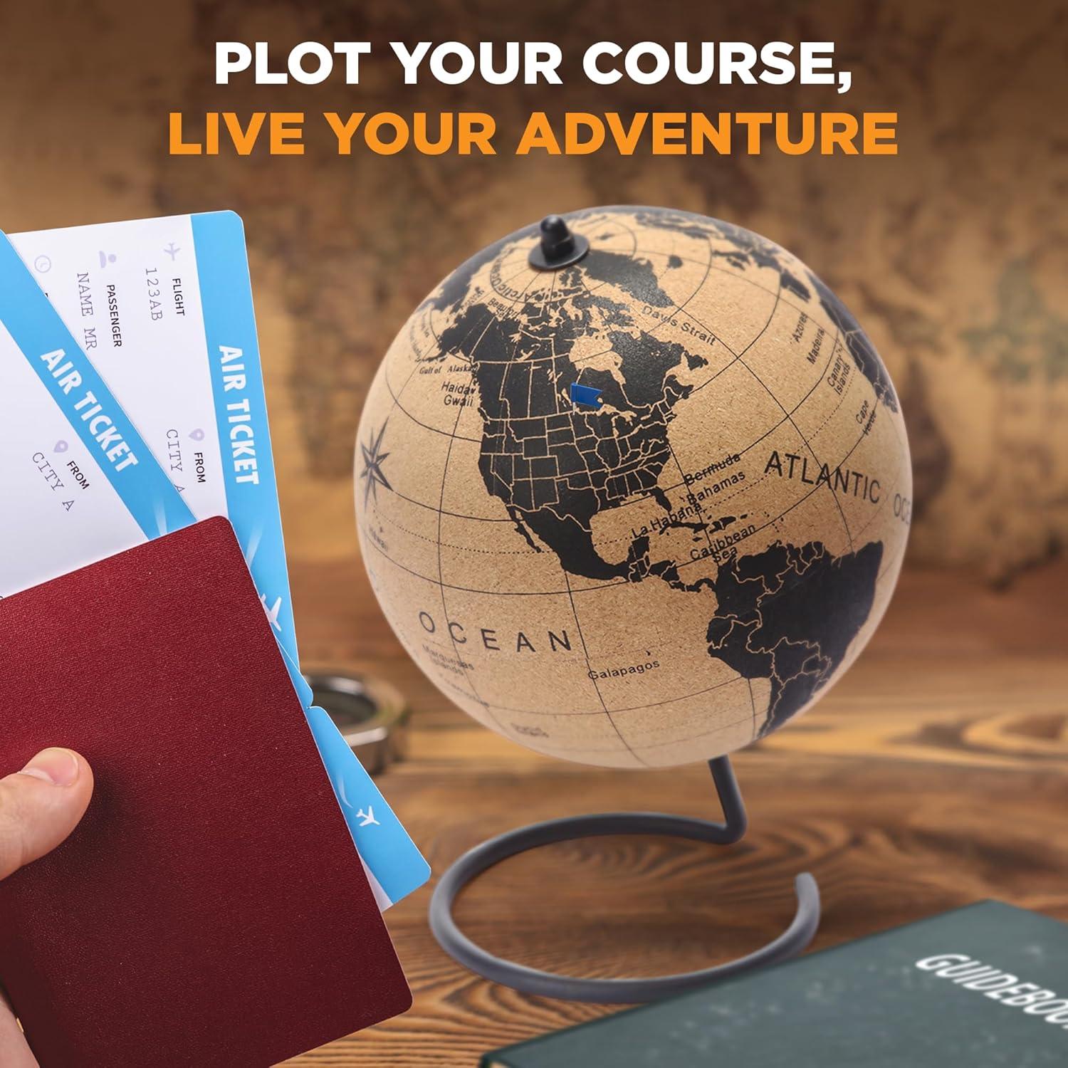 Globo de corcho 23.9 cm con chinchetas Globe Trekkers