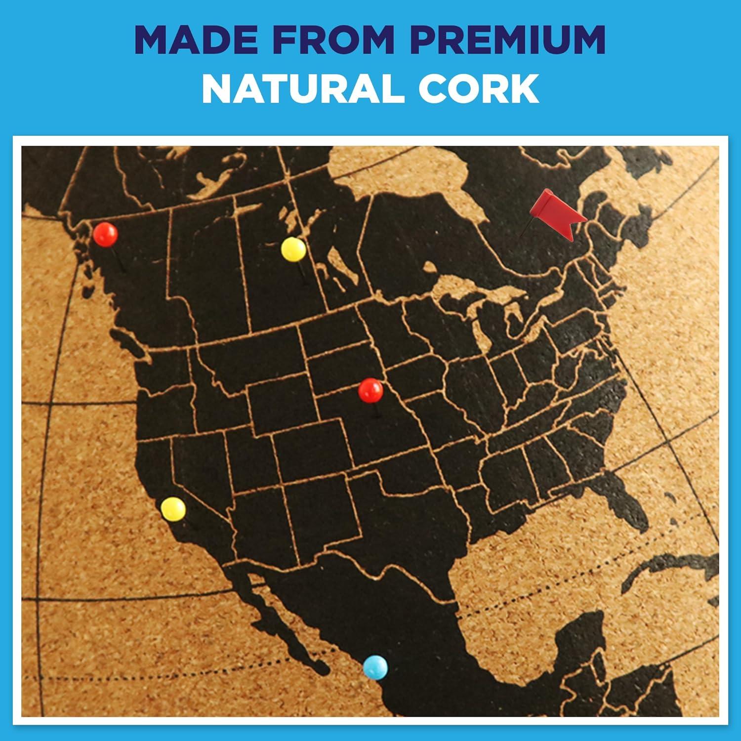 Globo de corcho 23.9 cm con chinchetas Globe Trekkers