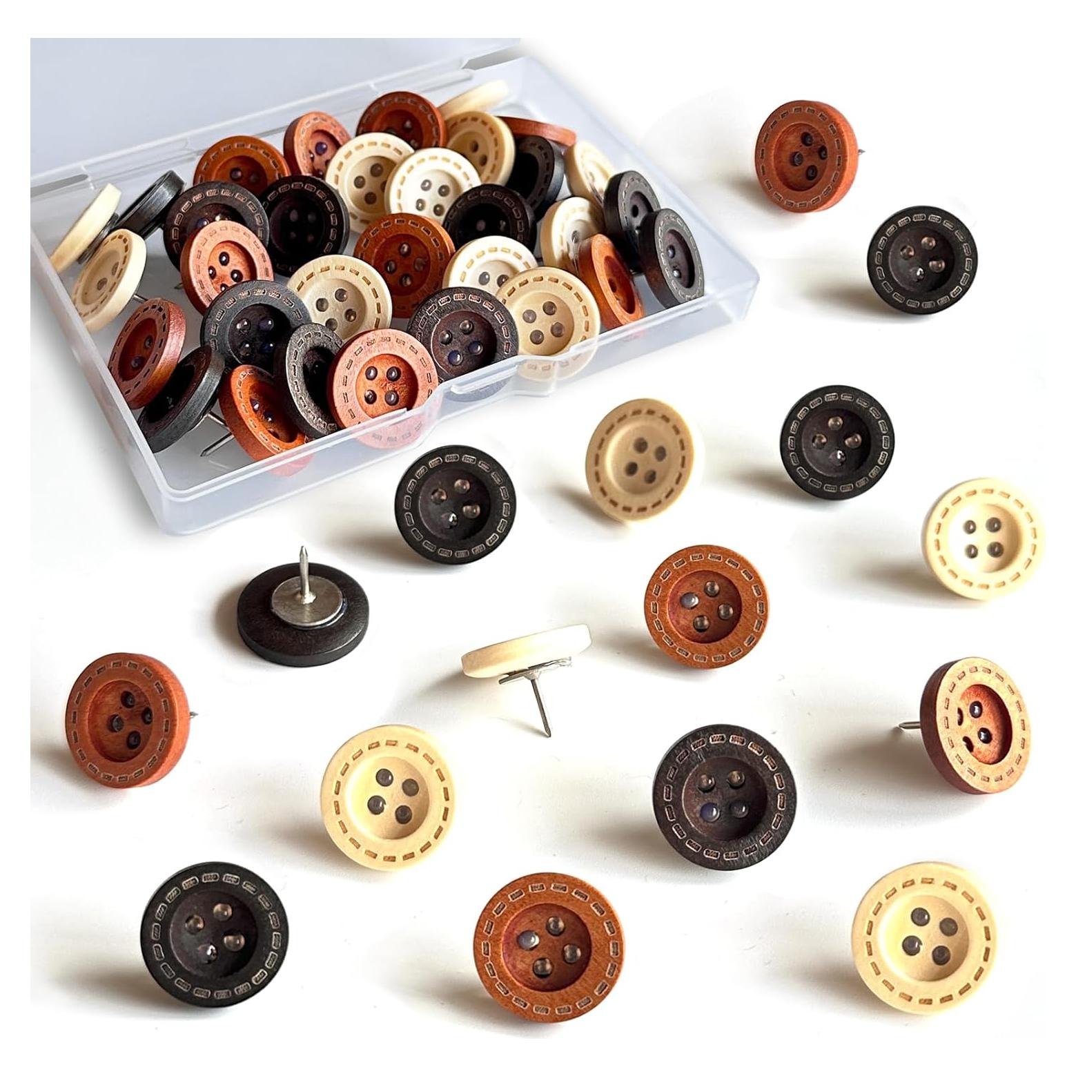 30 Alfileres de Madera Vintage KEYDUACU para Tableros