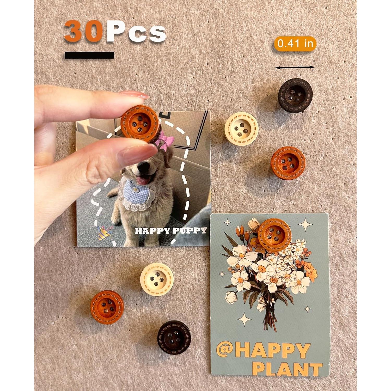 30 Alfileres de Madera Vintage KEYDUACU para Tableros