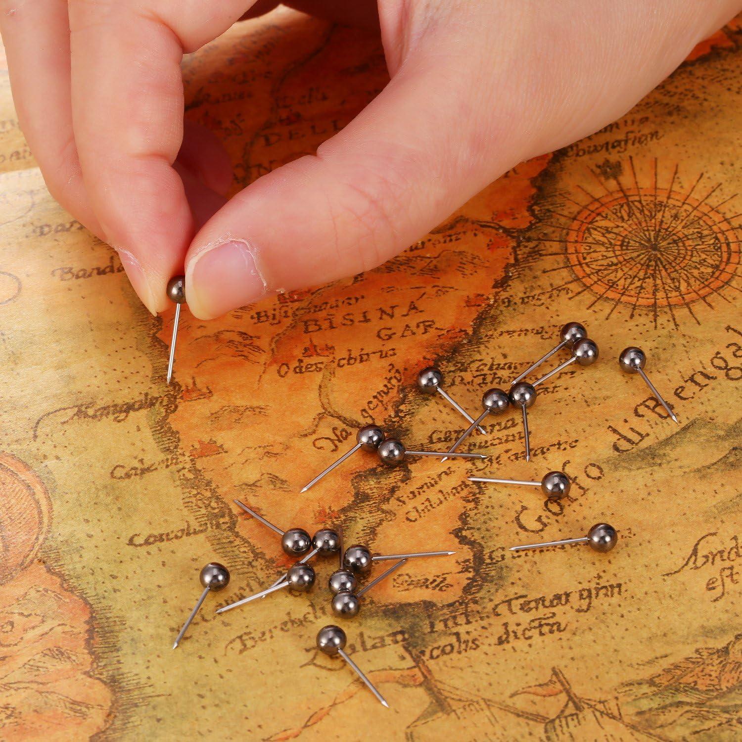 Chinchetas de Mapa EBOOT 400 Piezas Negro Metálico Retro