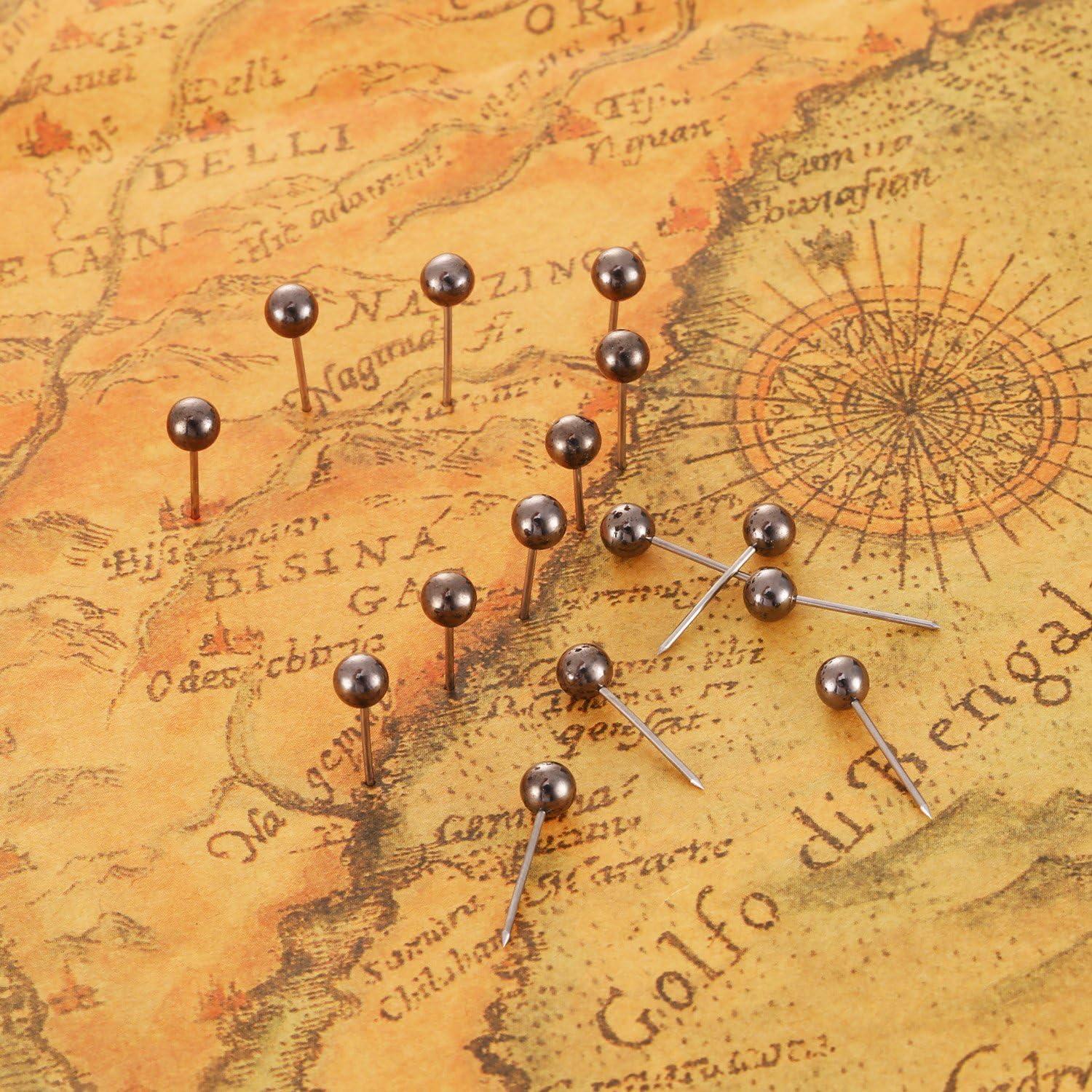 Chinchetas de Mapa EBOOT 400 Piezas Negro Metálico Retro
