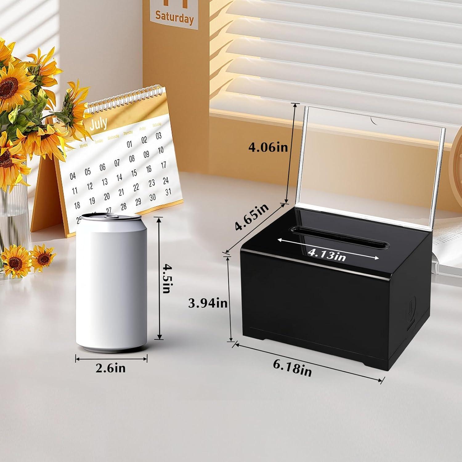 Caja de Donaciones Acrílica VOISEN con Cerradura 15.7x11.7 cm