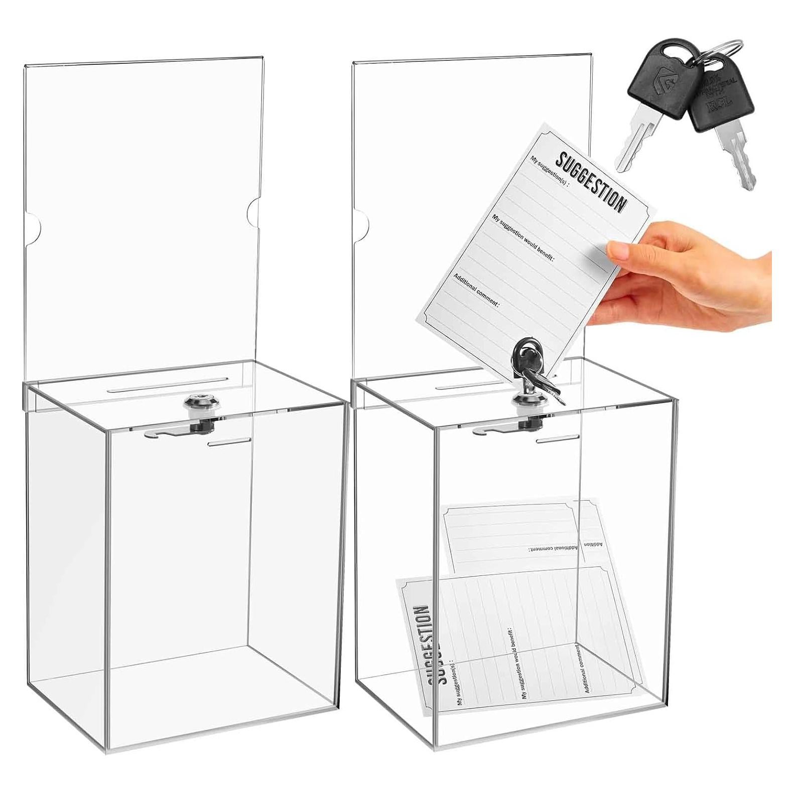 Caja de Donación Acrílica Sweetude 2 Piezas con Cerradura 21x17x12.7 cm