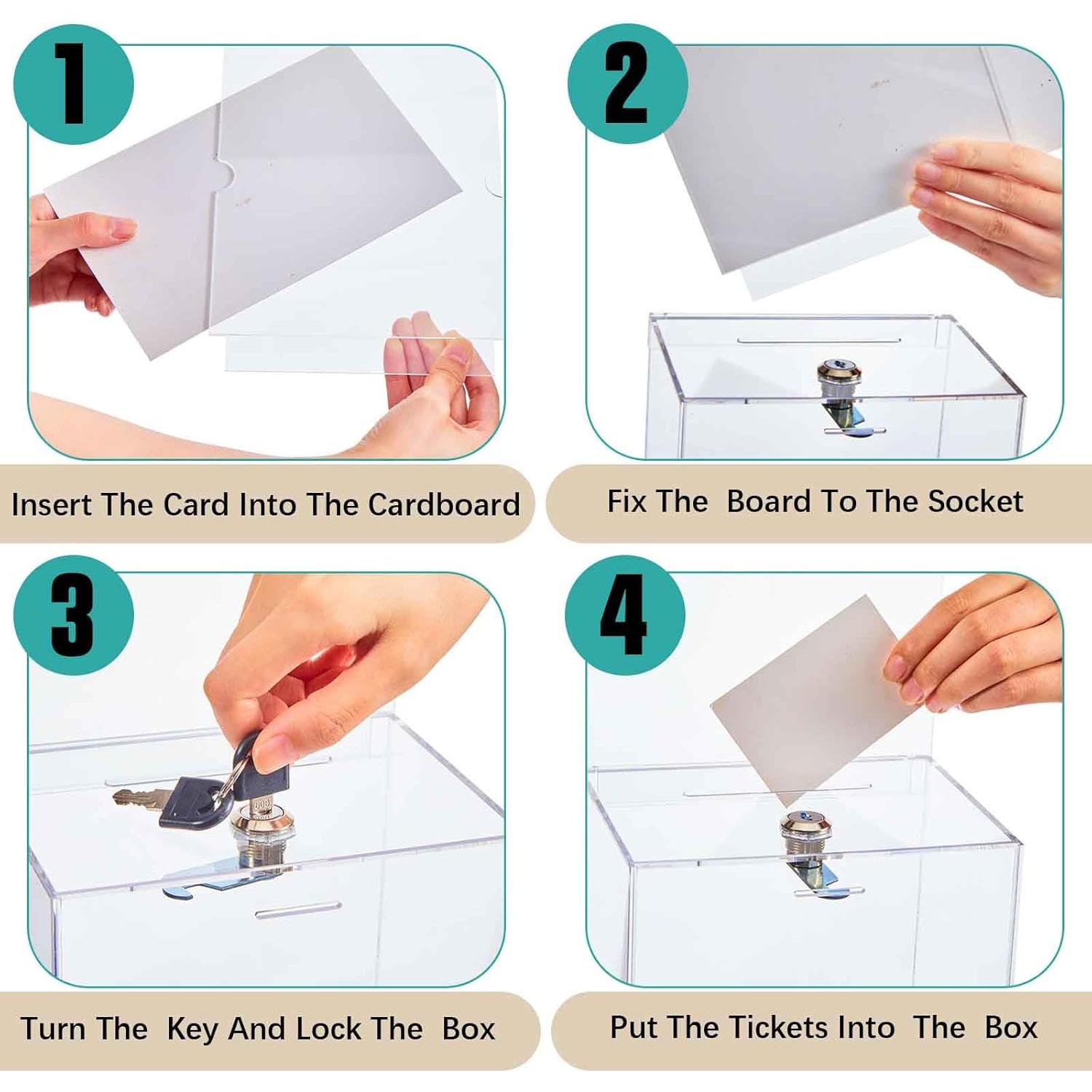 Caja de Donación Acrílica Sweetude 2 Piezas con Cerradura 21x17x12.7 cm