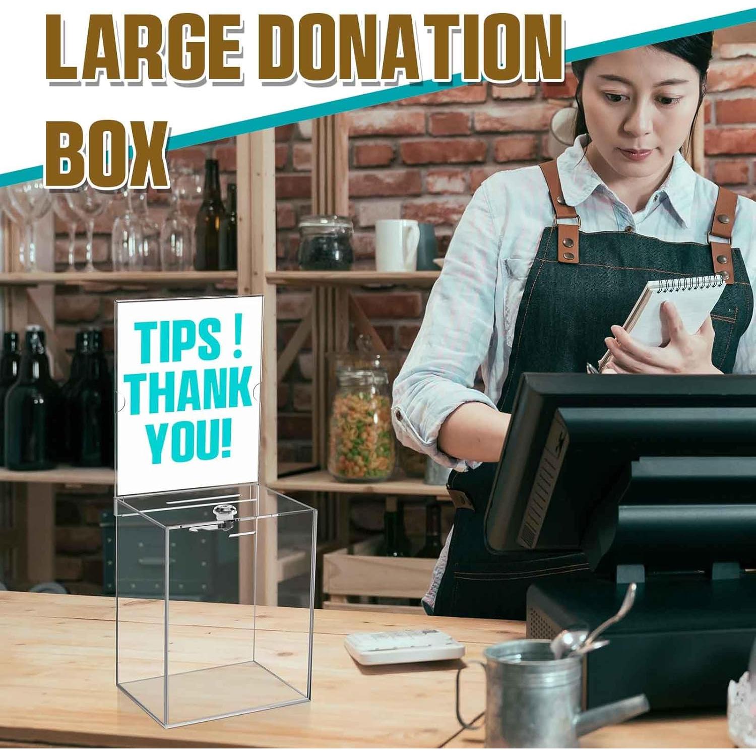 Caja de Donación Acrílica Sweetude 2 Piezas con Cerradura 21x17x12.7 cm