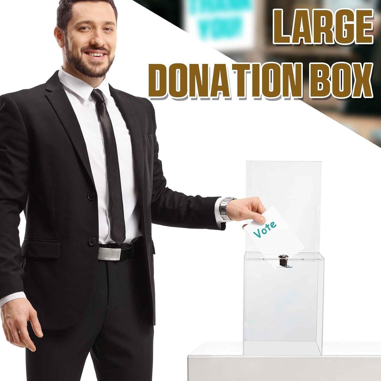 Caja de Donación Acrílica Sweetude 2 Piezas con Cerradura 21x17x12.7 cm