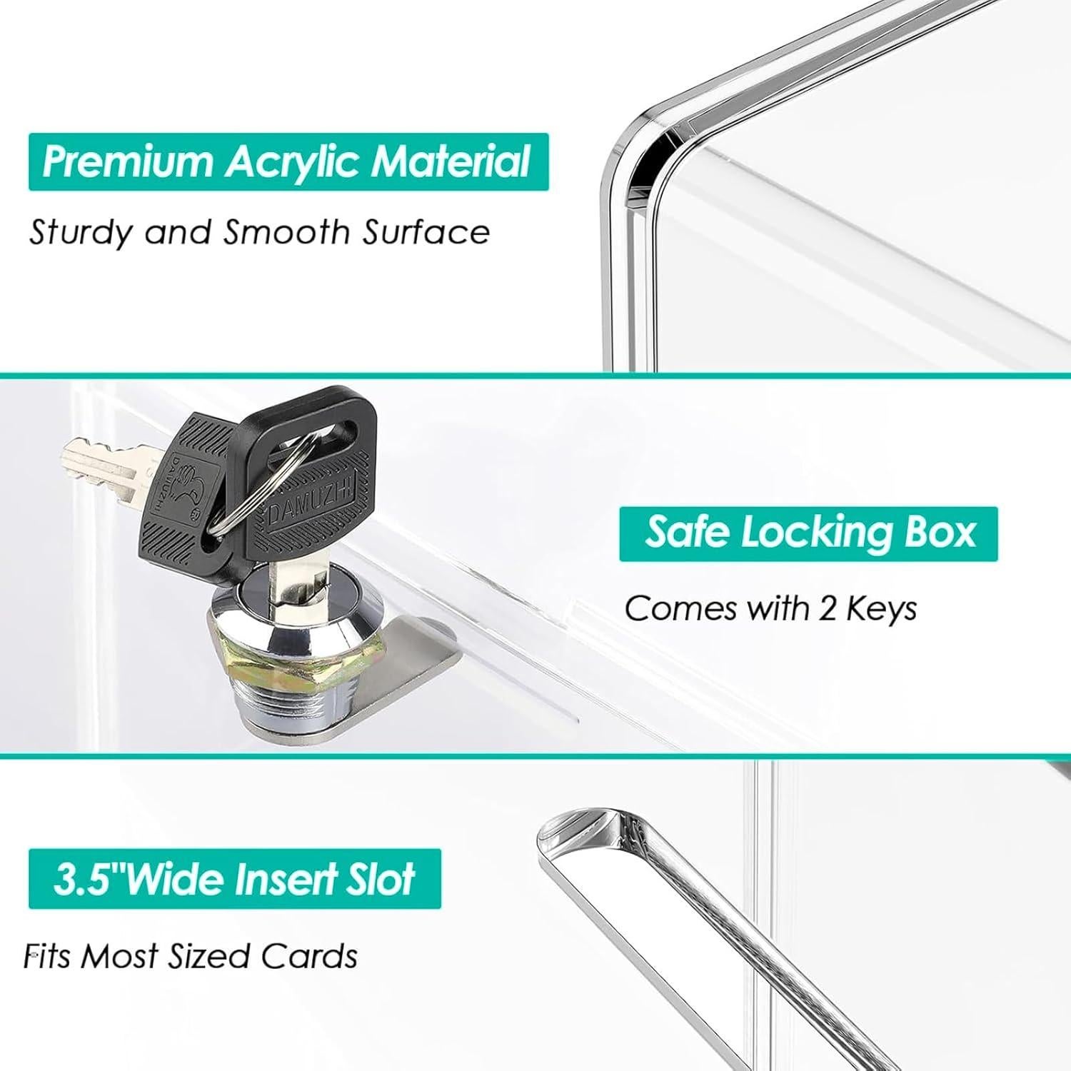 Caja de Donaciones Acrílica MaxGear con Cerradura 15.7x11.4cm