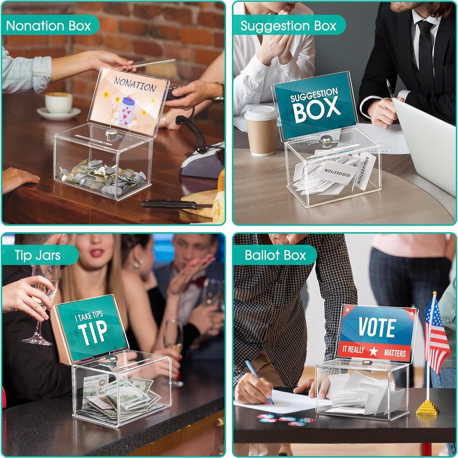 Caja de Donaciones Acrílica MaxGear con Cerradura 15.7x11.4cm