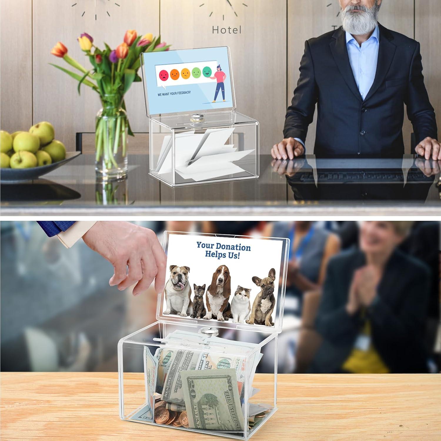 Caja de Donaciones Acrílica MaxGear con Cerradura 15.7x11.4cm