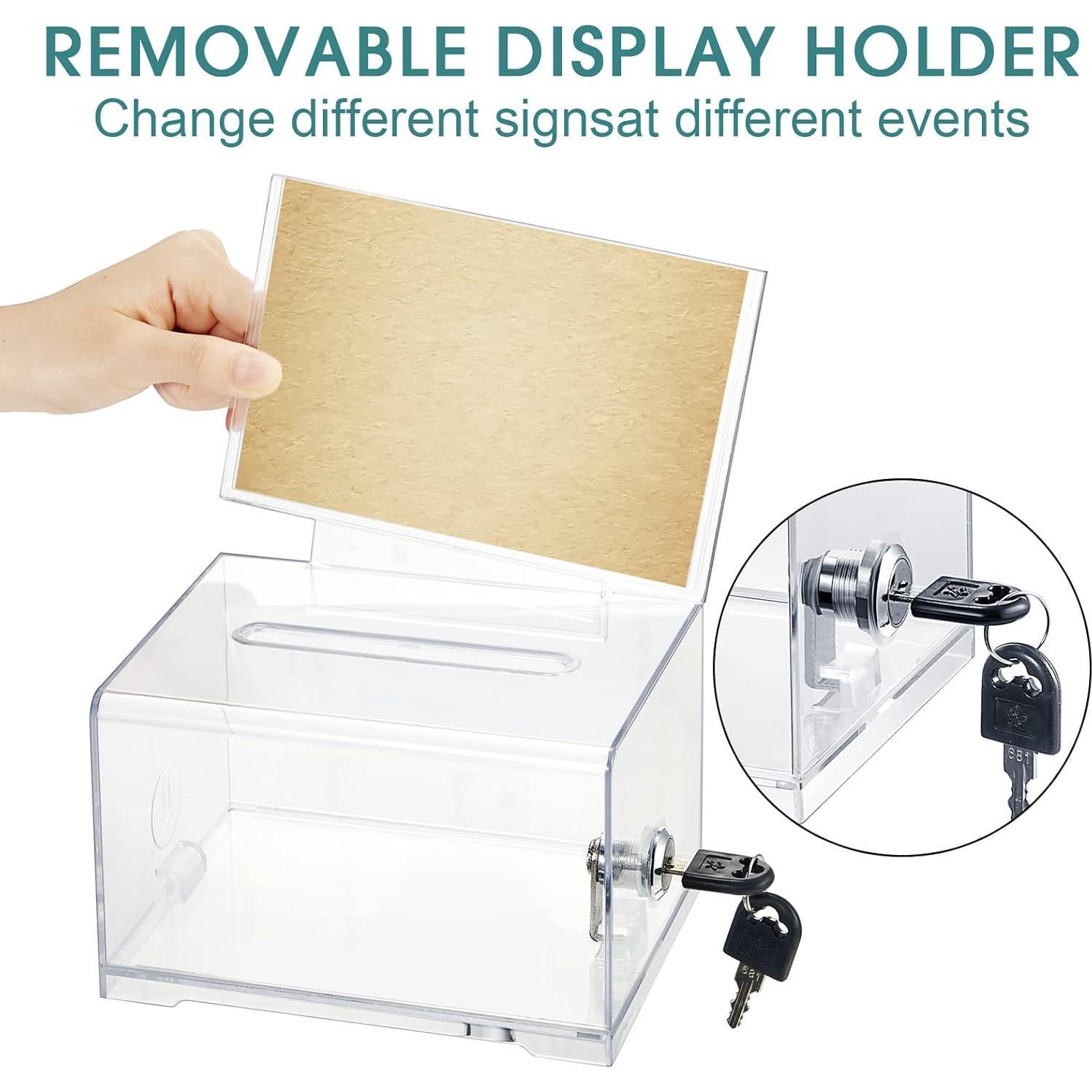 Caja de Donaciones Acrílica Chunful 6 Pcs con Cerradura 36x32x10 cm