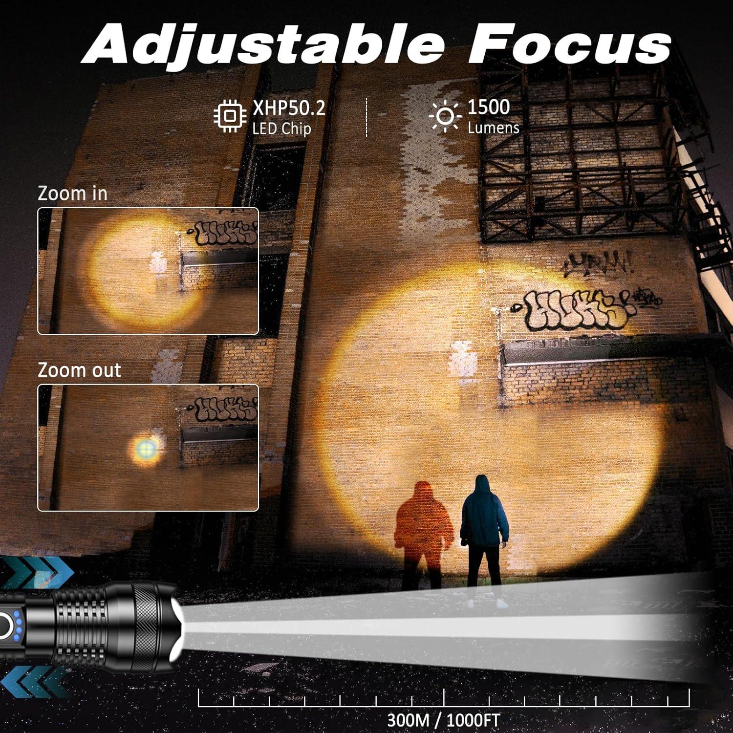 Linterna Recargable ISUNMEA 1500LM 5 Modos Impermeable