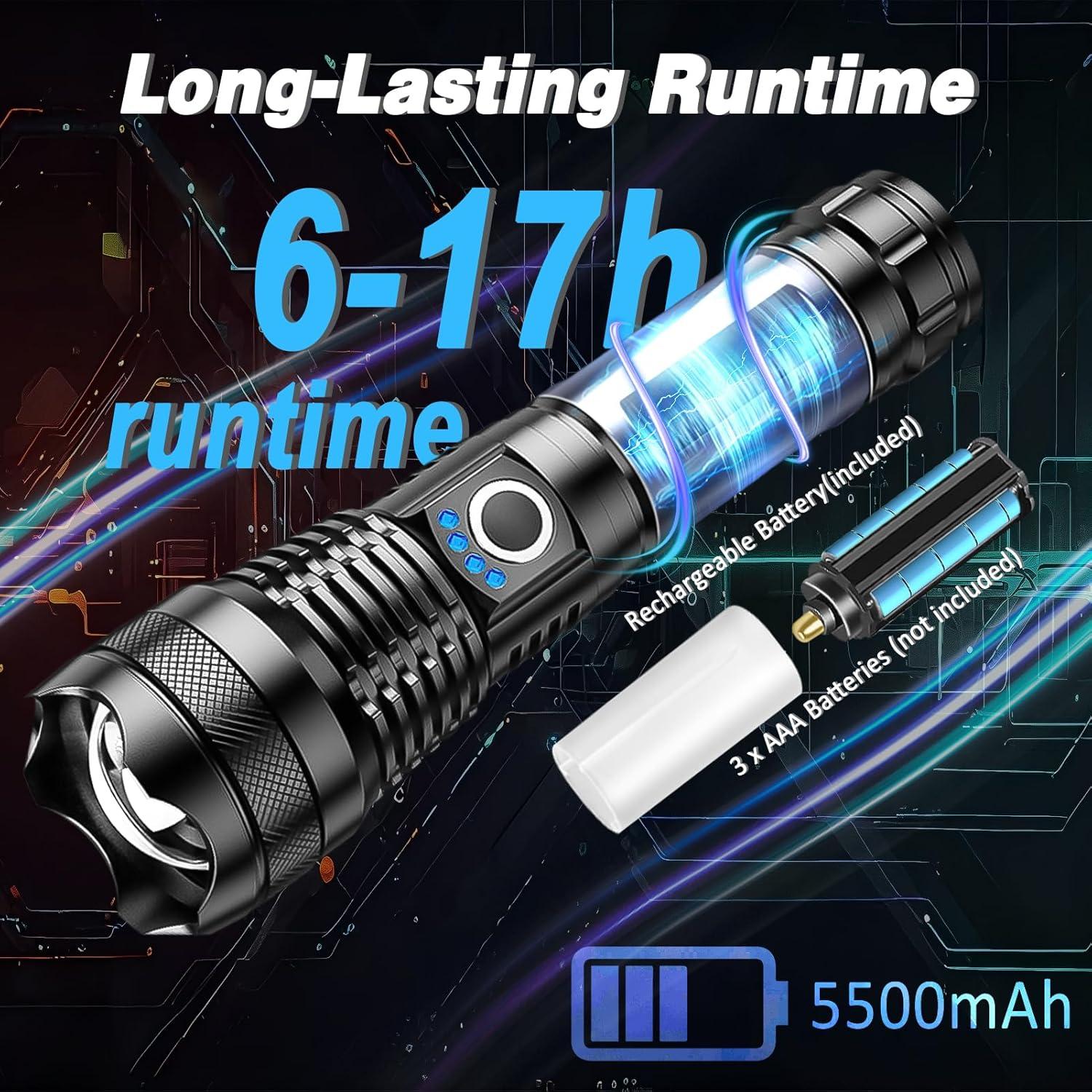 Linterna Recargable ISUNMEA 1500LM 5 Modos Impermeable