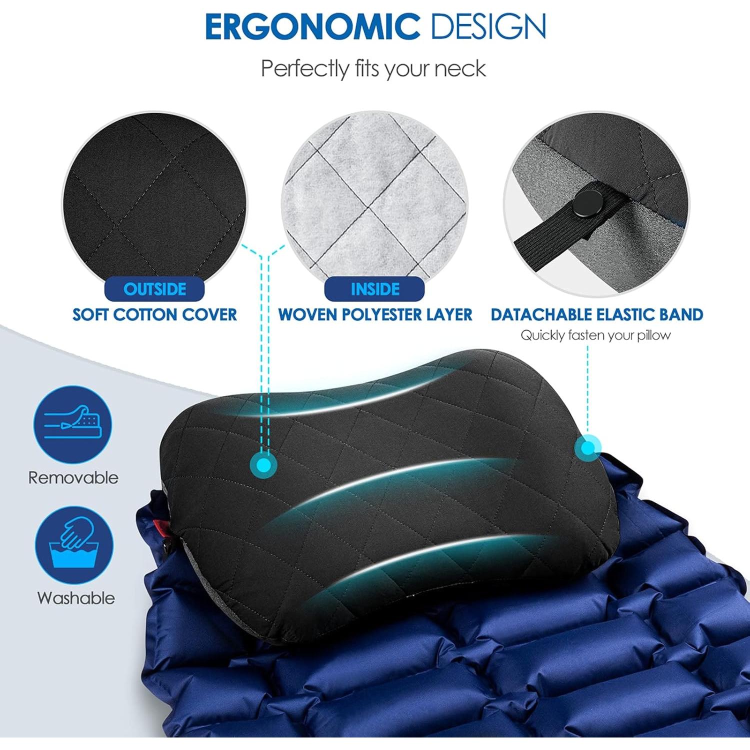 Almohada Inflable Camping Hikenture - Soporte Cuello Ergonomico