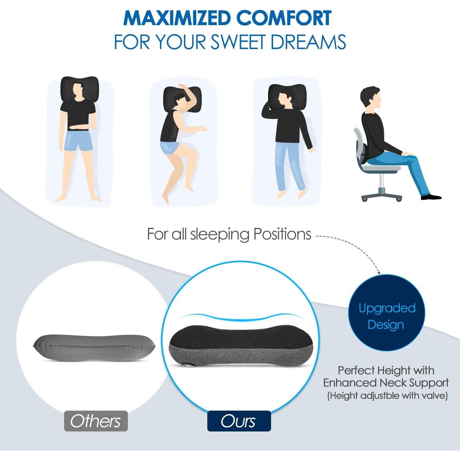 Almohada Inflable Camping Hikenture - Soporte Cuello Ergonomico