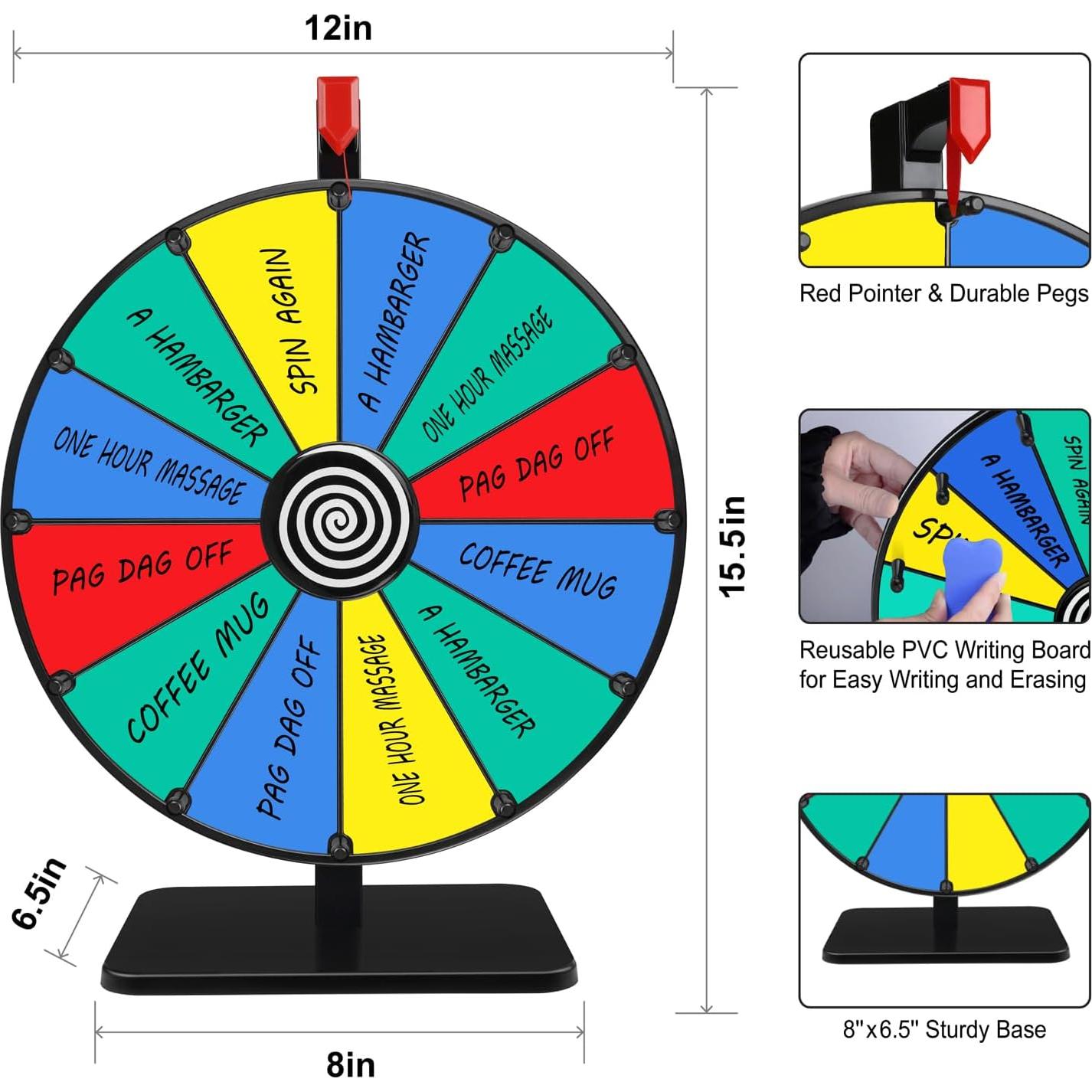 Rueda de Premios Pionites 30 cm 12 Ranuras Borrado en Seco