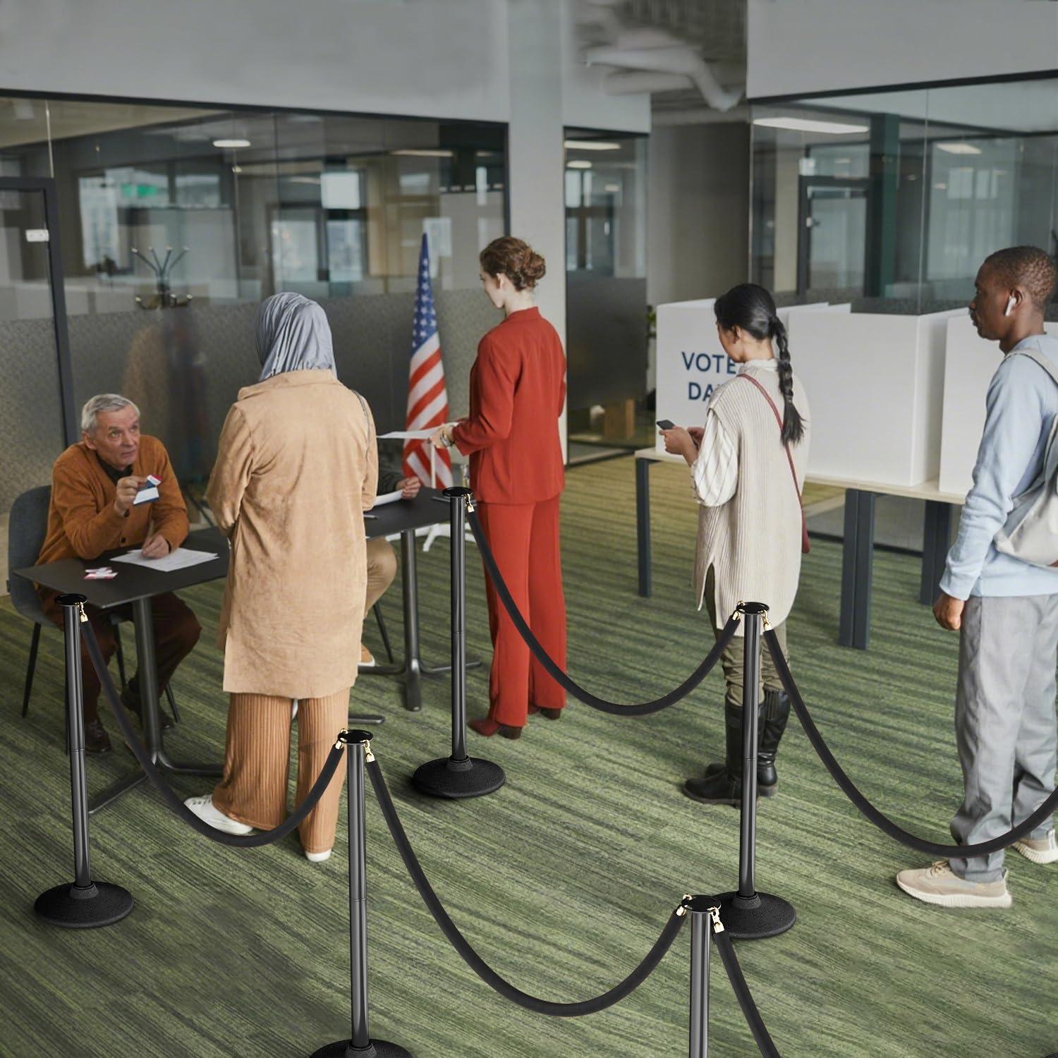 Poste de Estacionamiento RoadHero con Cuerdas de Terciopelo Negro - 2 PCS