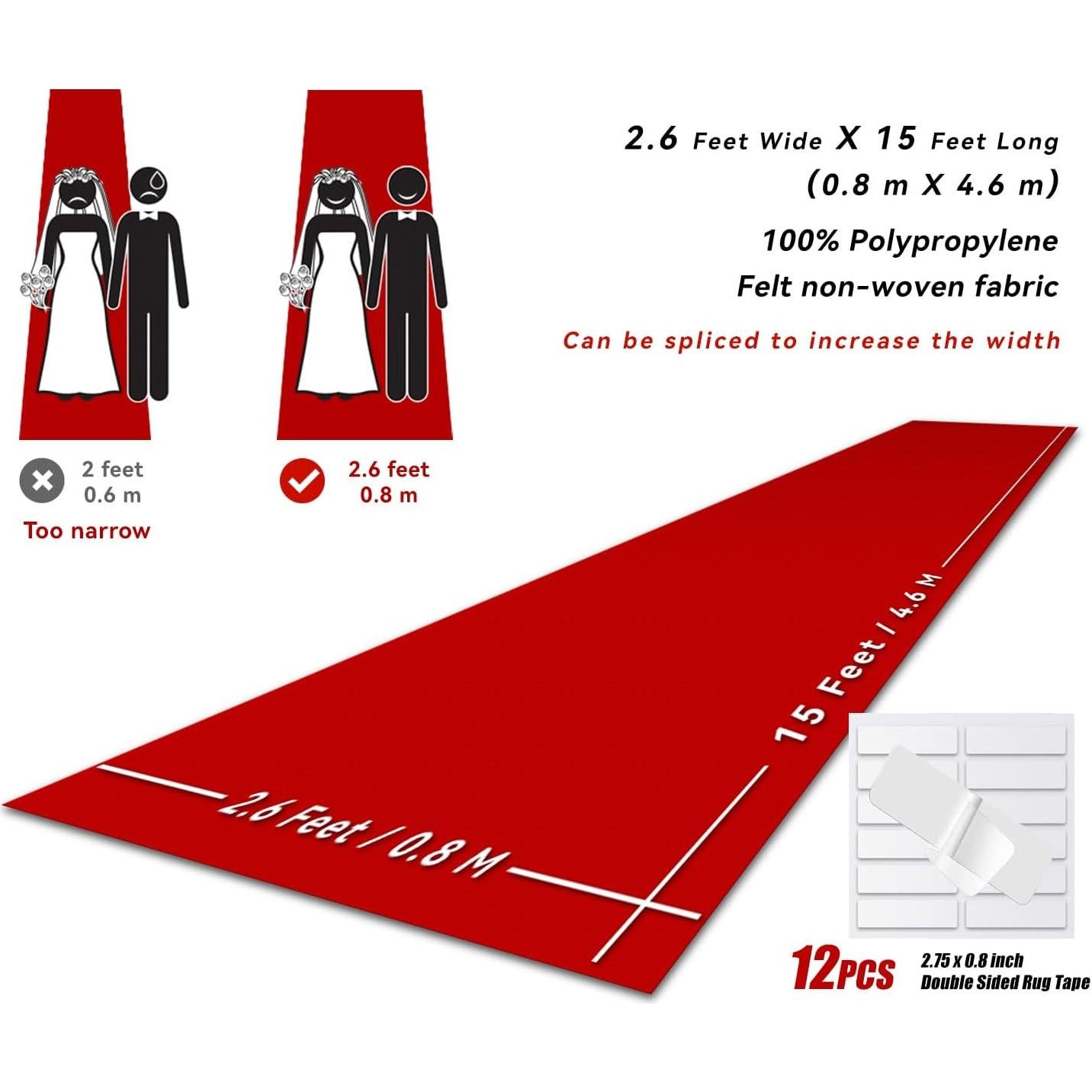 Corredor de Alfombra Roja EZLucky 0.79x4.57m 130GSM para Eventos