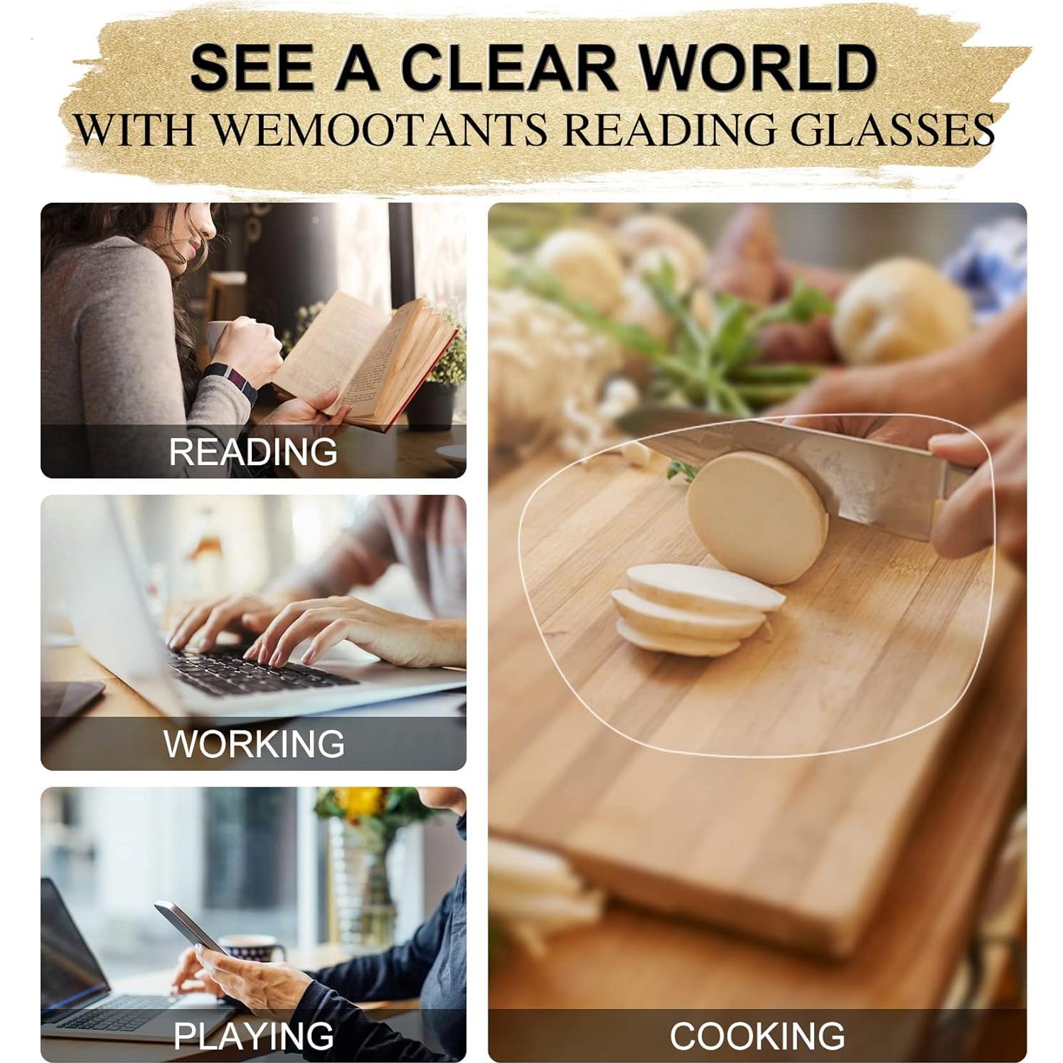 Gafas de lectura grandes WEMOOTANTS estilo gato 1.0x a 6.0x