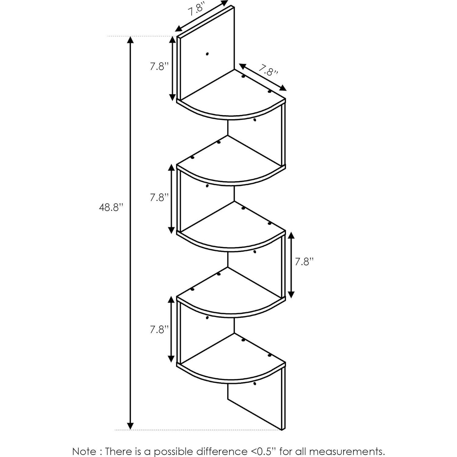 Estante de esquina flotante Furinno Hermite 5 niveles roble gris/negro