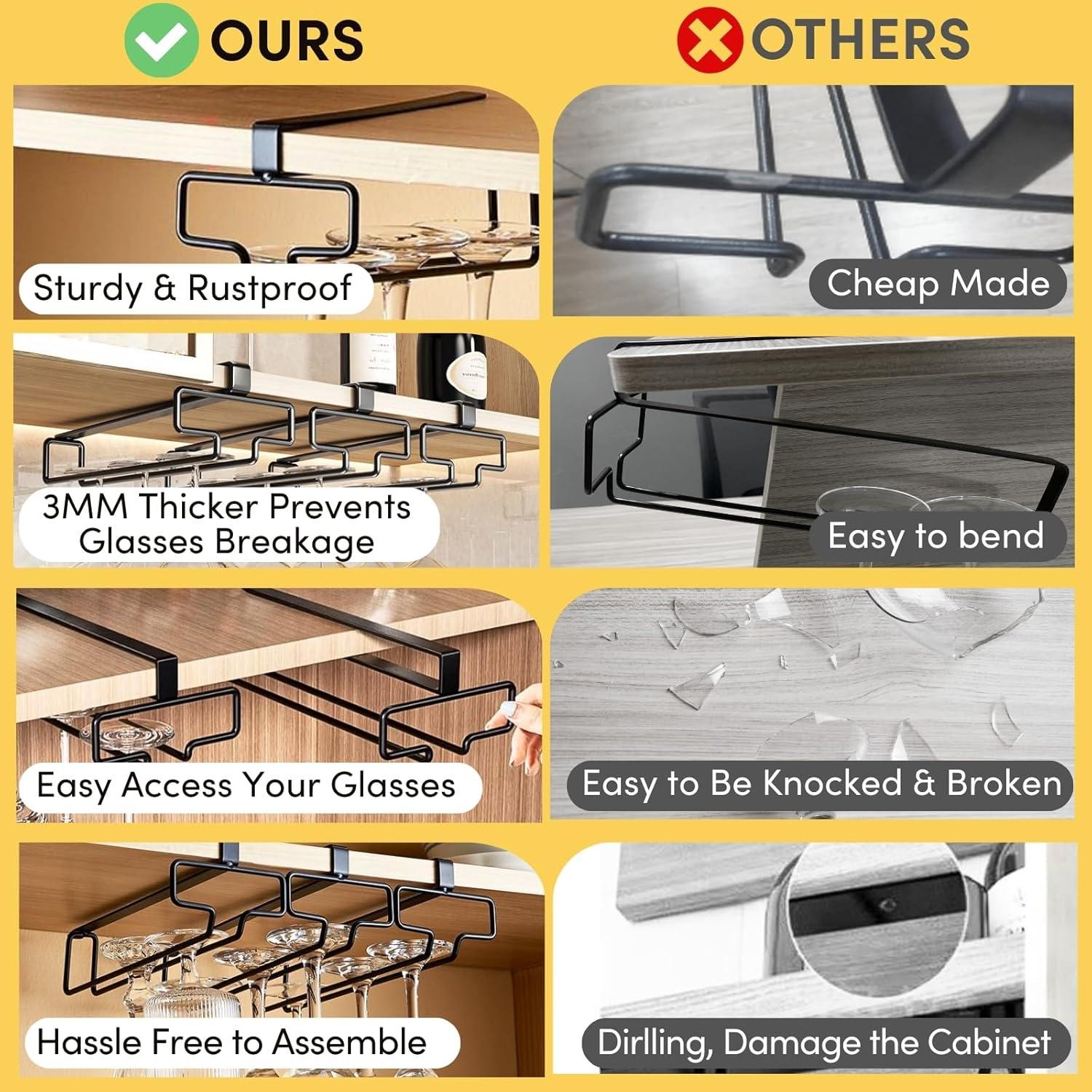 Soporte Colgante para Copas de Vino LINFIDITE 2PCS Negro