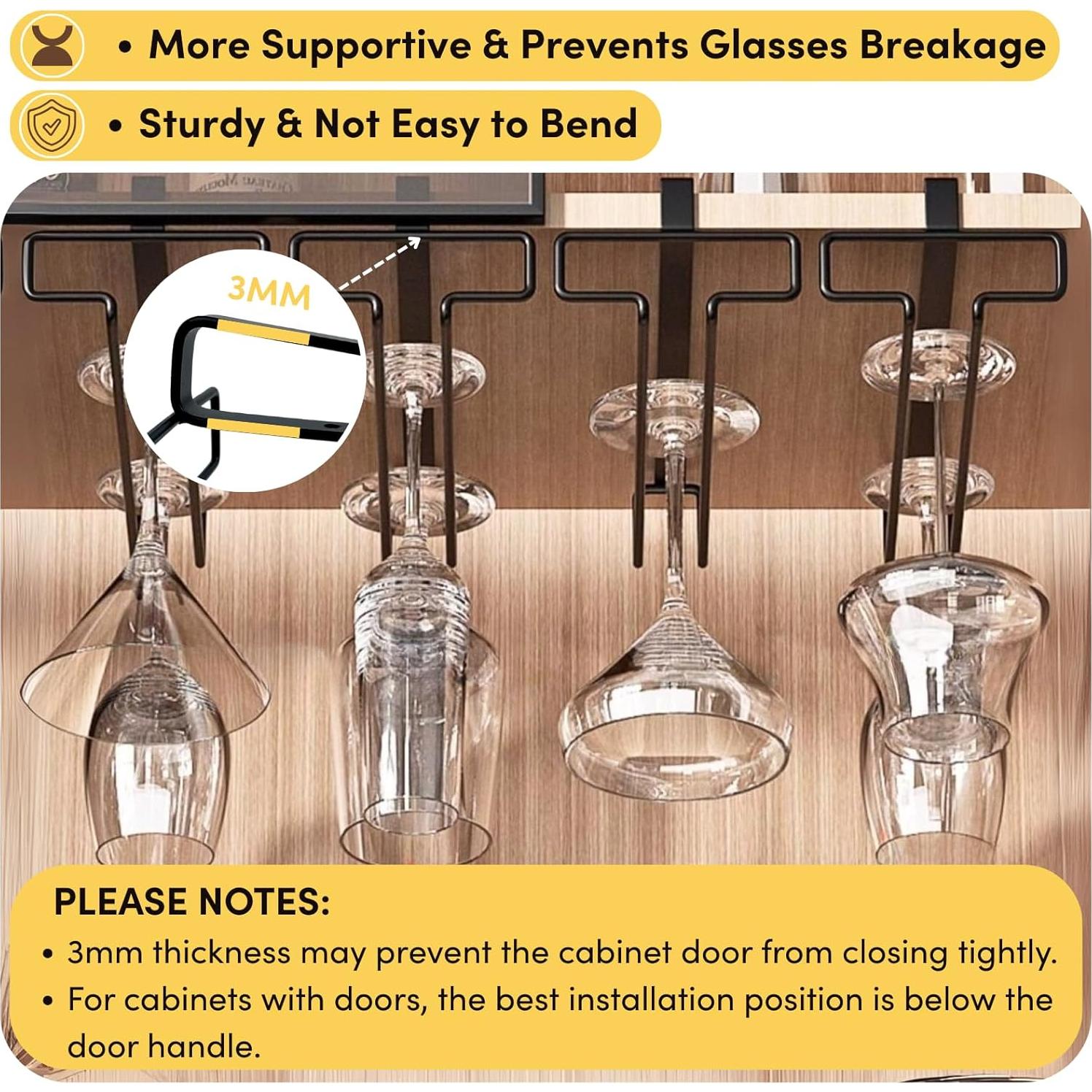 Soporte Colgante para Copas de Vino LINFIDITE 2PCS Negro