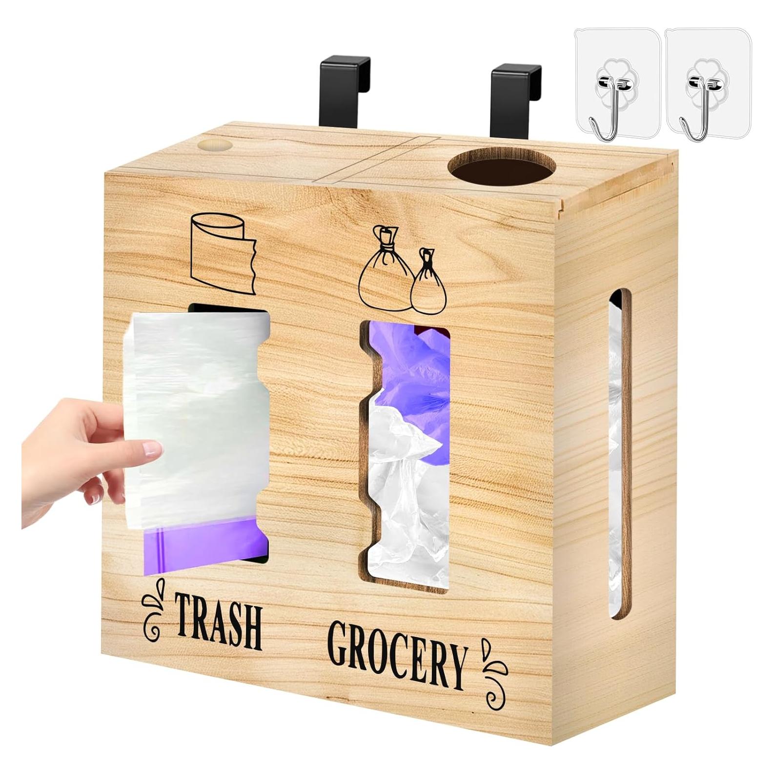 Dispensador de bolsas de basura 2 en 1 CMXZSAM madera