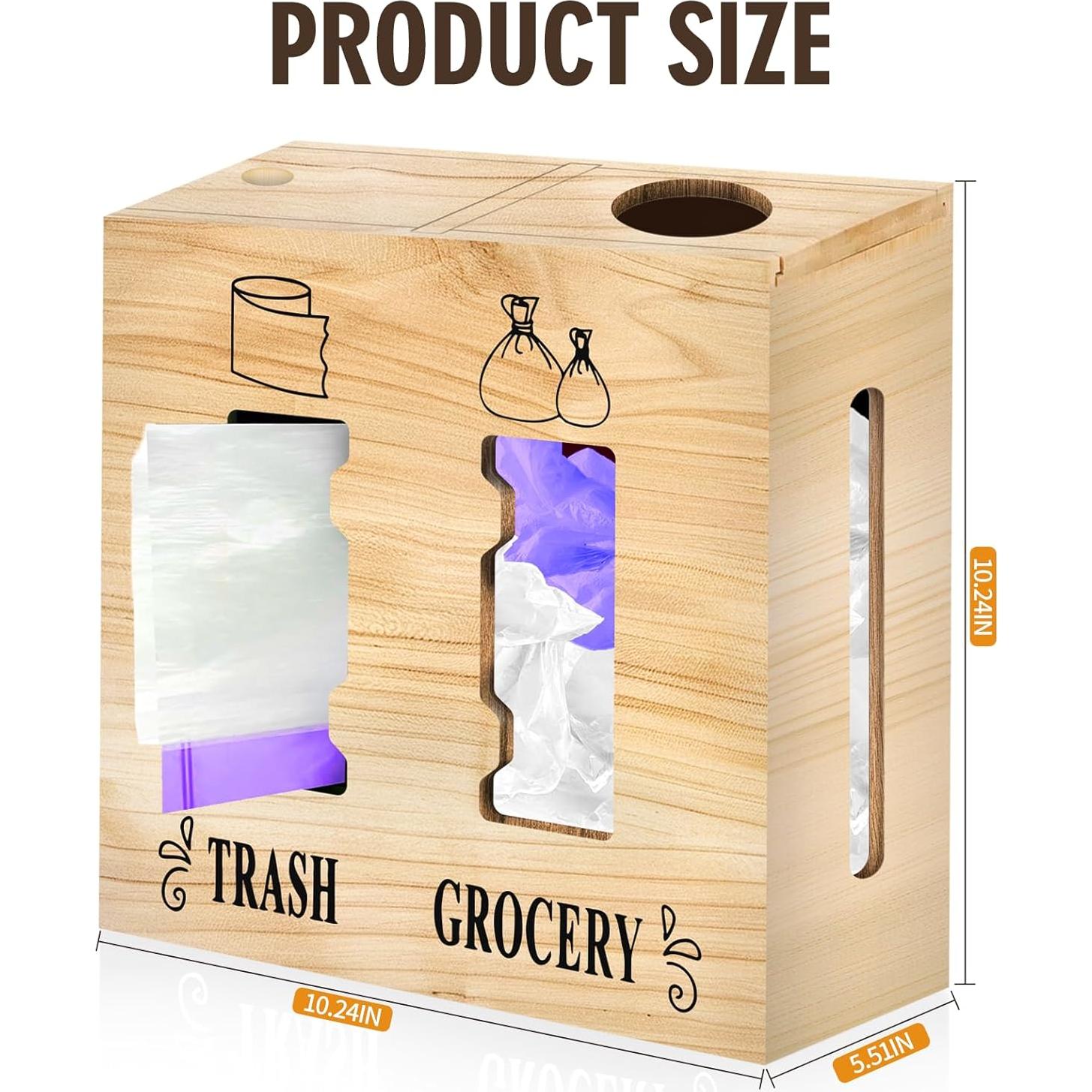 Dispensador de bolsas de basura 2 en 1 CMXZSAM madera