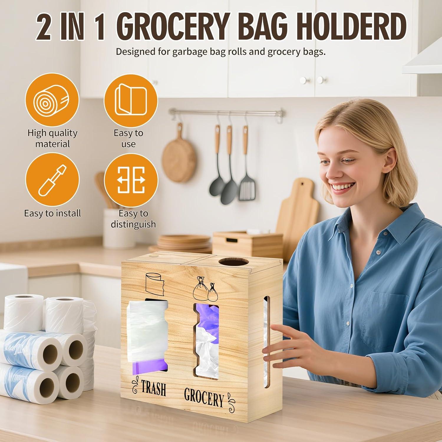 Dispensador de bolsas de basura 2 en 1 CMXZSAM madera