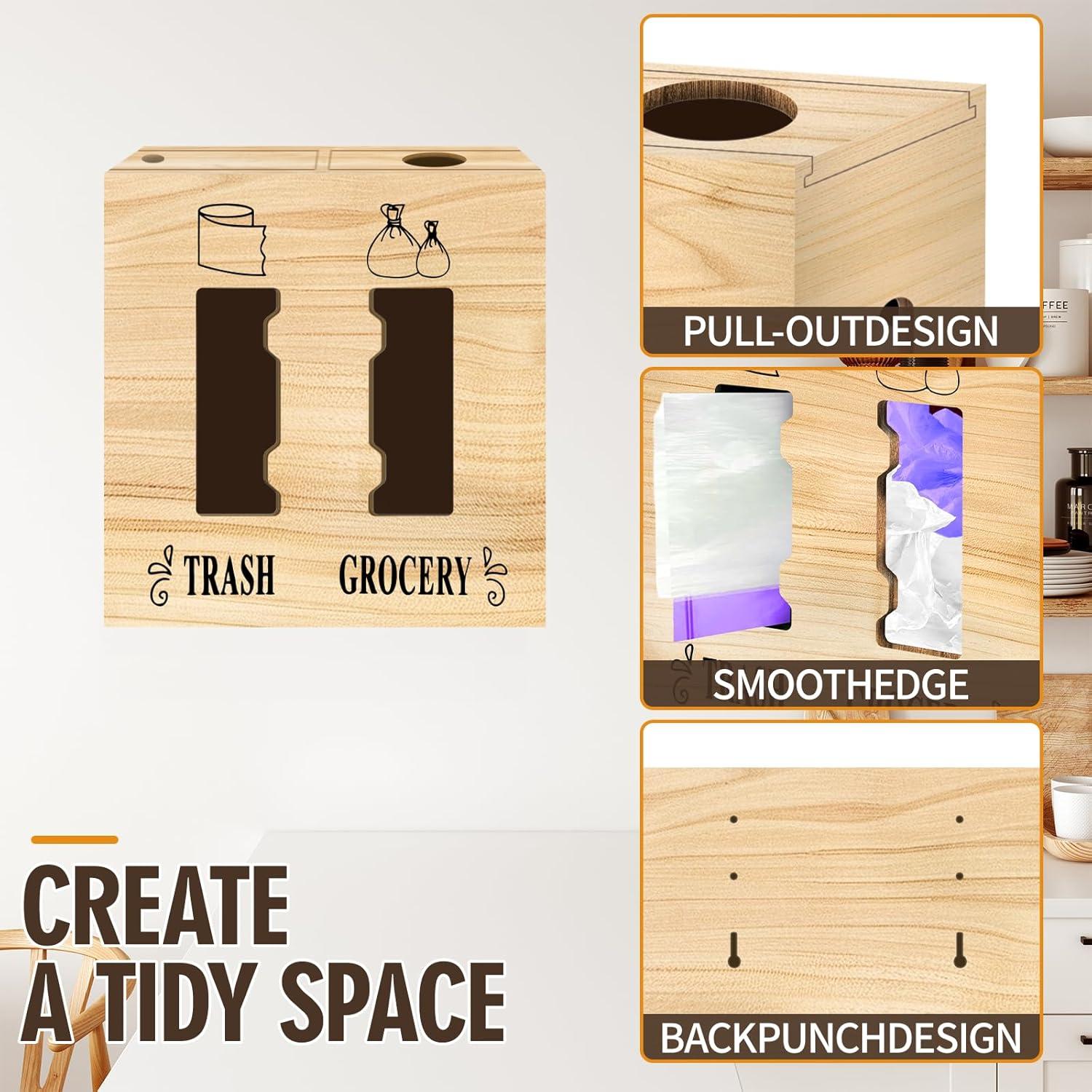 Dispensador de bolsas de basura 2 en 1 CMXZSAM madera