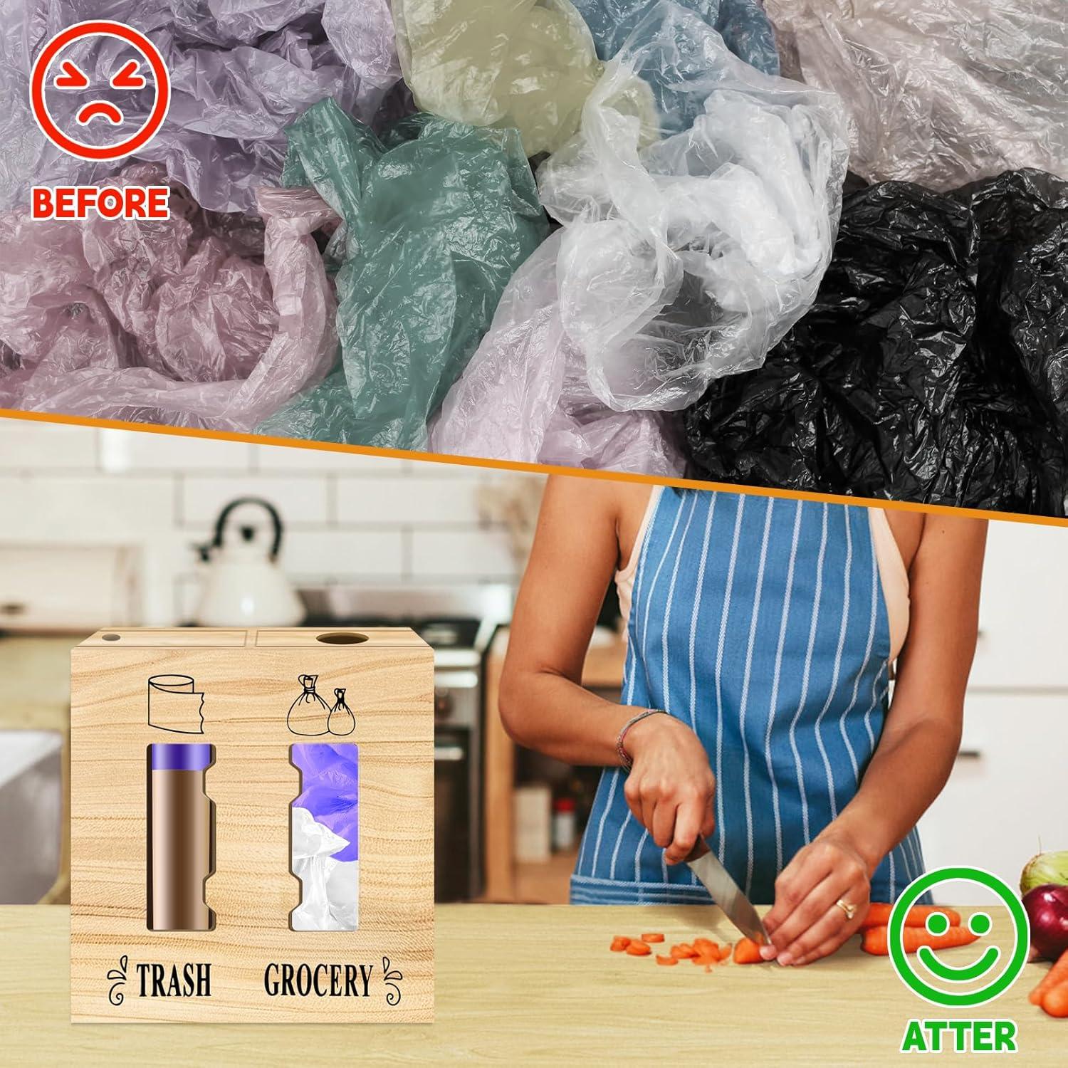 Dispensador de bolsas de basura 2 en 1 CMXZSAM madera