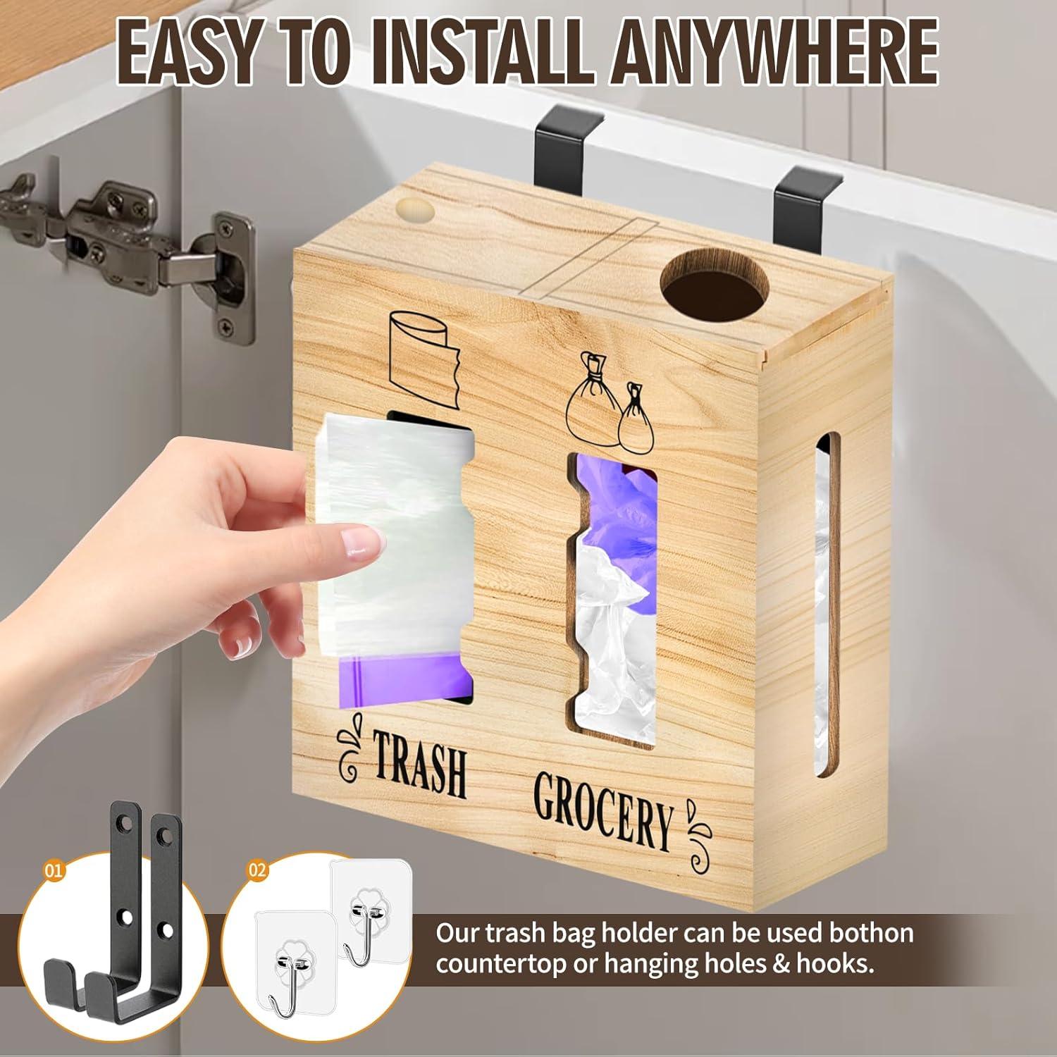 Dispensador de bolsas de basura 2 en 1 CMXZSAM madera