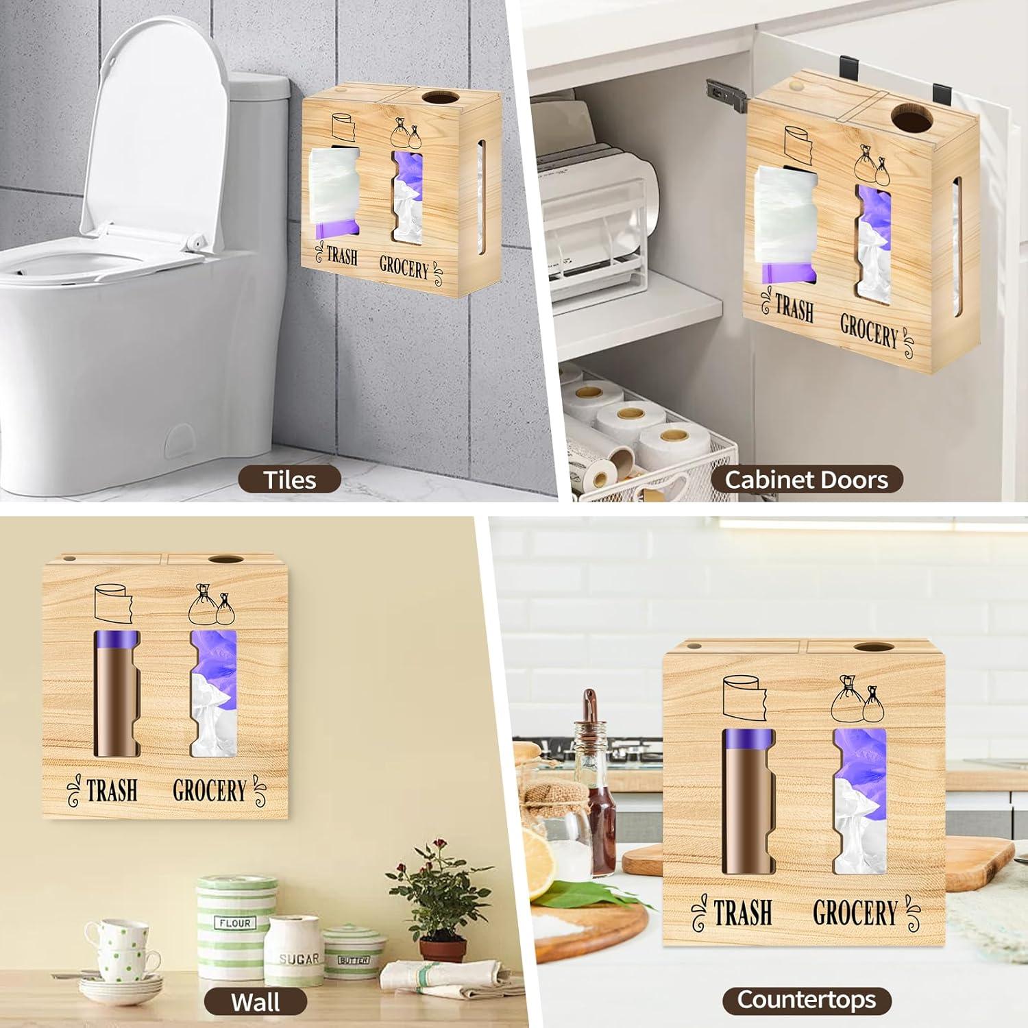 Dispensador de bolsas de basura 2 en 1 CMXZSAM madera