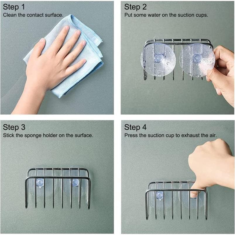 Soporte de Esponja Toplife con Ventosa Acero Inoxidable - 2 Piezas