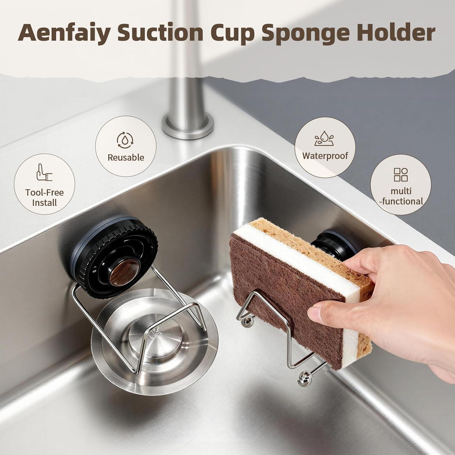 Soporte para Esponjas de Fregadero Aenfaiy Negro Acero Inoxidable