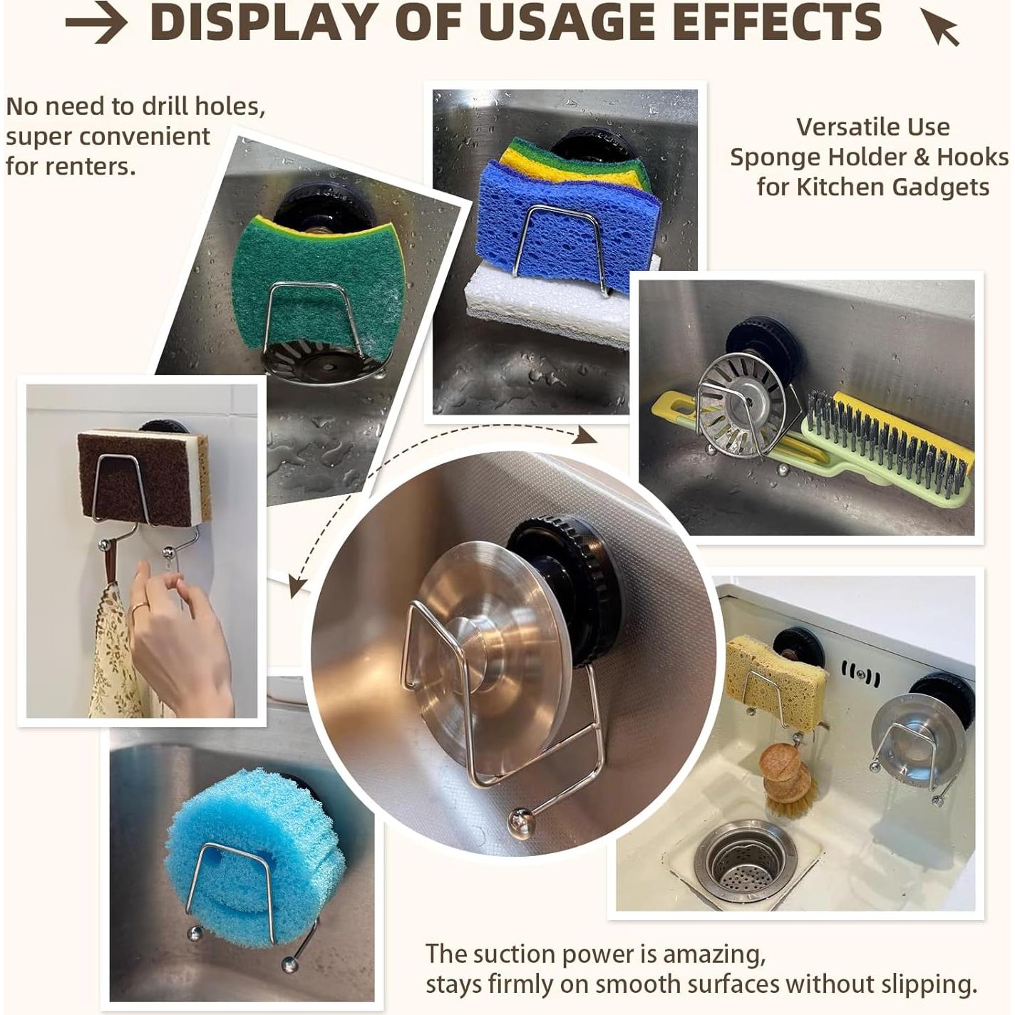 Soporte para Esponjas de Fregadero Aenfaiy Negro Acero Inoxidable