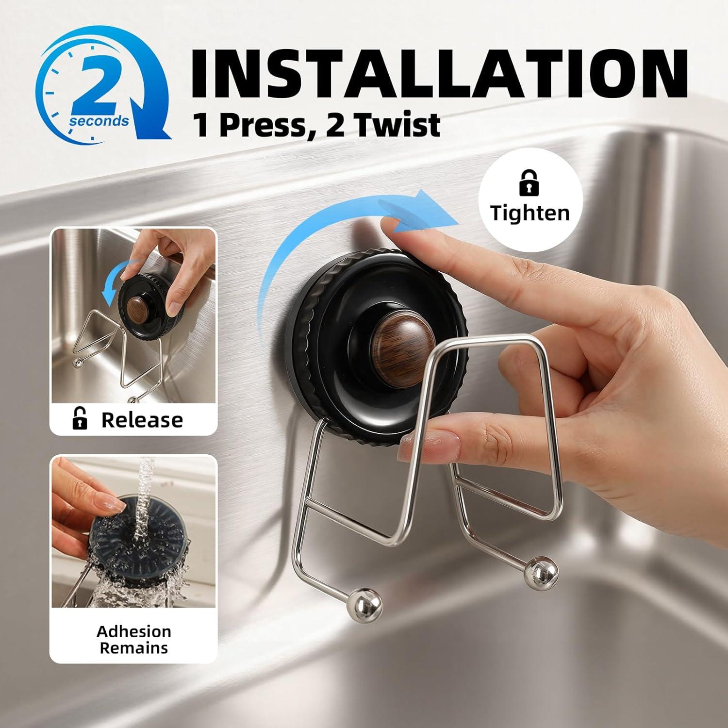 Soporte para Esponjas de Fregadero Aenfaiy Negro Acero Inoxidable