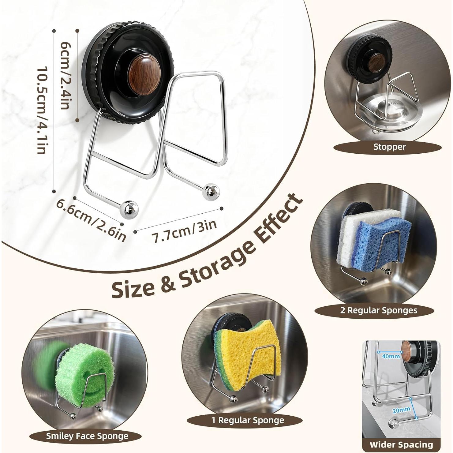 Soporte para Esponjas de Fregadero Aenfaiy Negro Acero Inoxidable