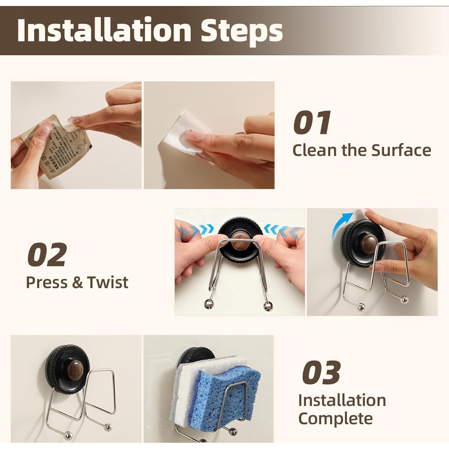 Soporte para Esponjas de Fregadero Aenfaiy Negro Acero Inoxidable