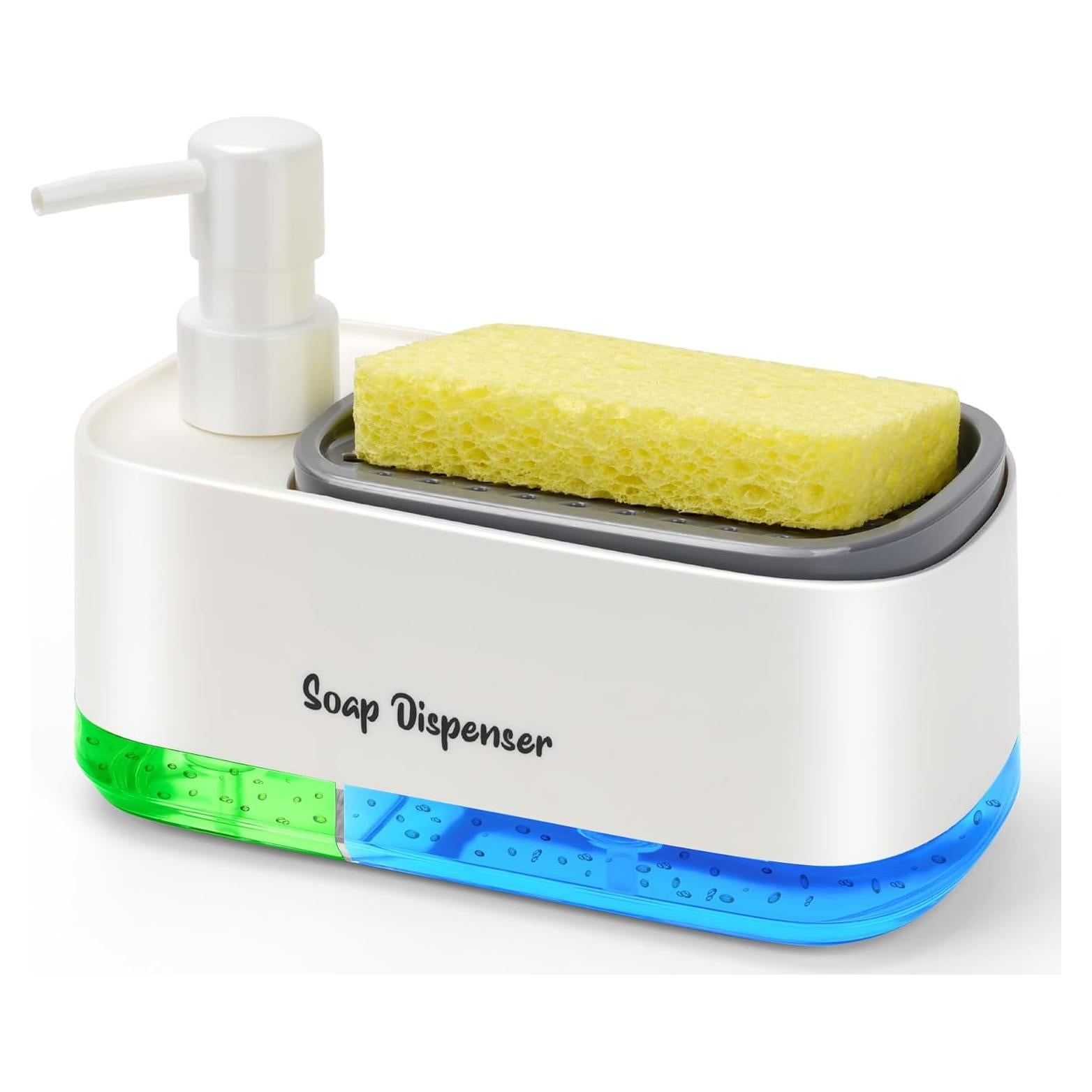 Dispensador de Jabón Dual Bestseek 3 en 1 para Cocina - Blanco