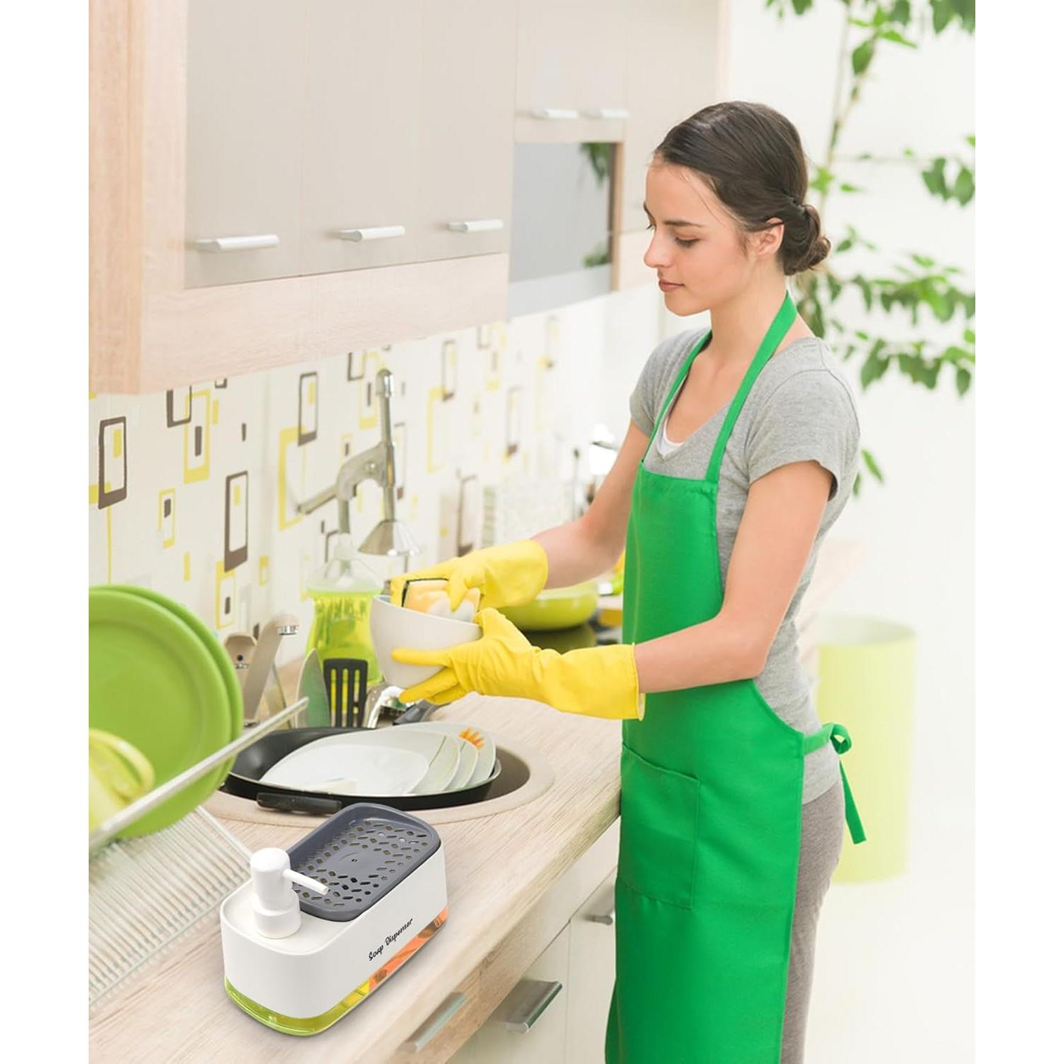 Dispensador de Jabón Dual Bestseek 3 en 1 para Cocina - Blanco